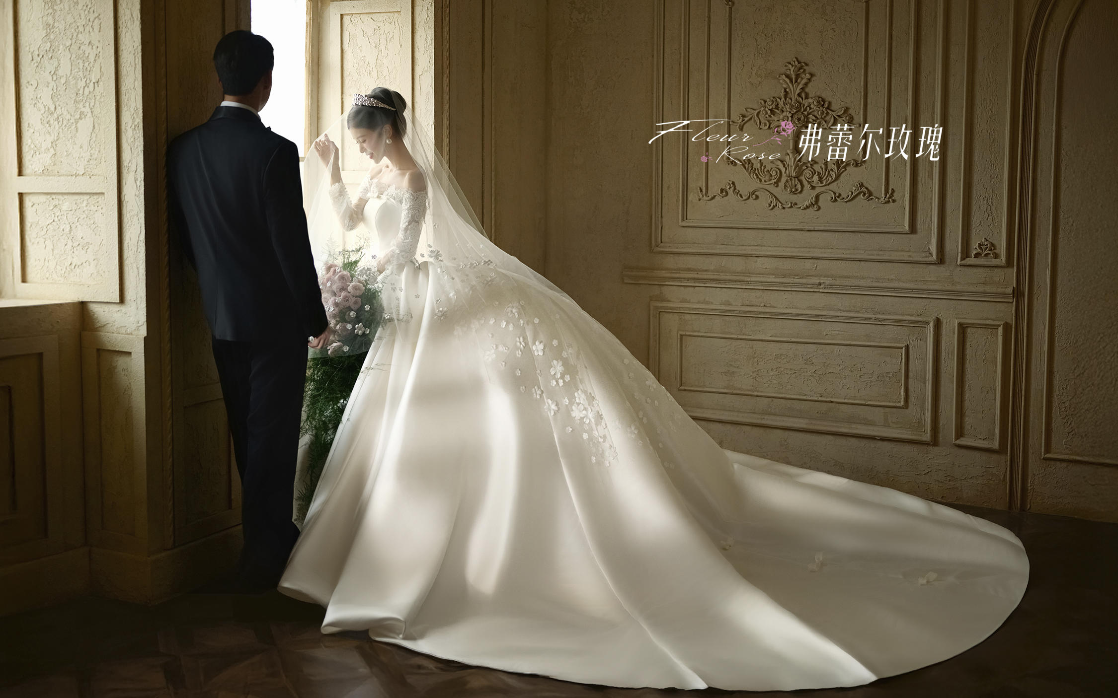 【弗蕾尔玫瑰】内景宫廷风主纱婚纱照质感封神