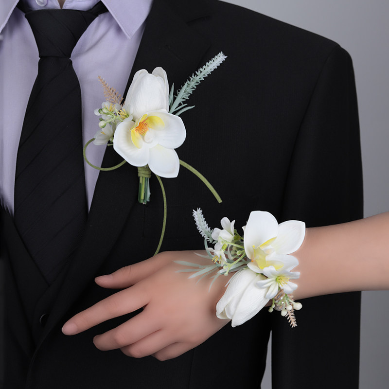 韩式伴娘手腕花新娘新郎结婚胸花高档商务活动仿真花姐妹团手环花