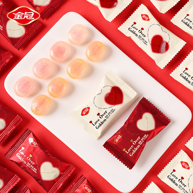 金冠枕式爱心水果味硬糖  喜糖散装