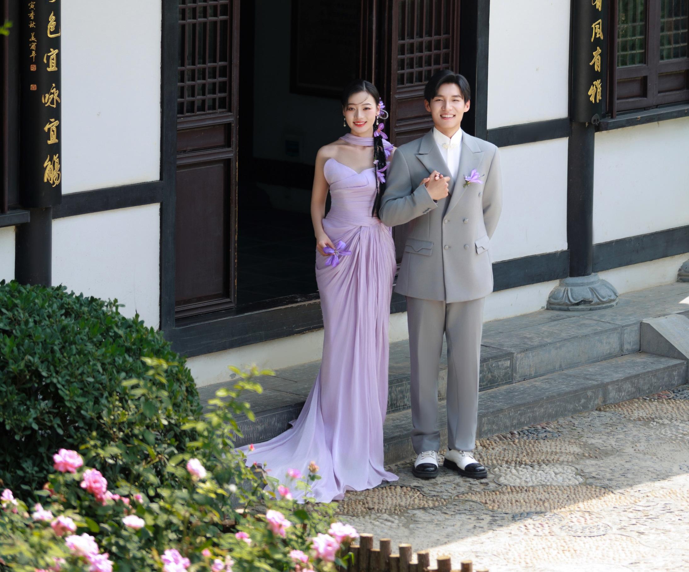 新中式婚纱照/园林古韵，紫色美晕了