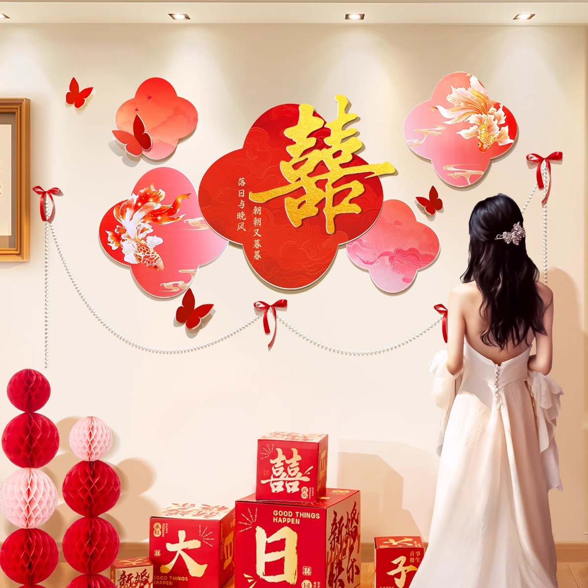 【浮光】客厅沙发背景墙床头装饰婚房布置