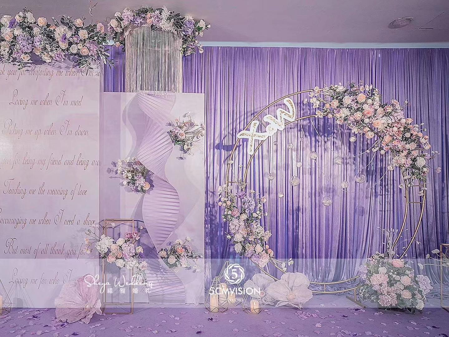 时尚新式折纸花艺韩式唯美梦幻紫色婚礼