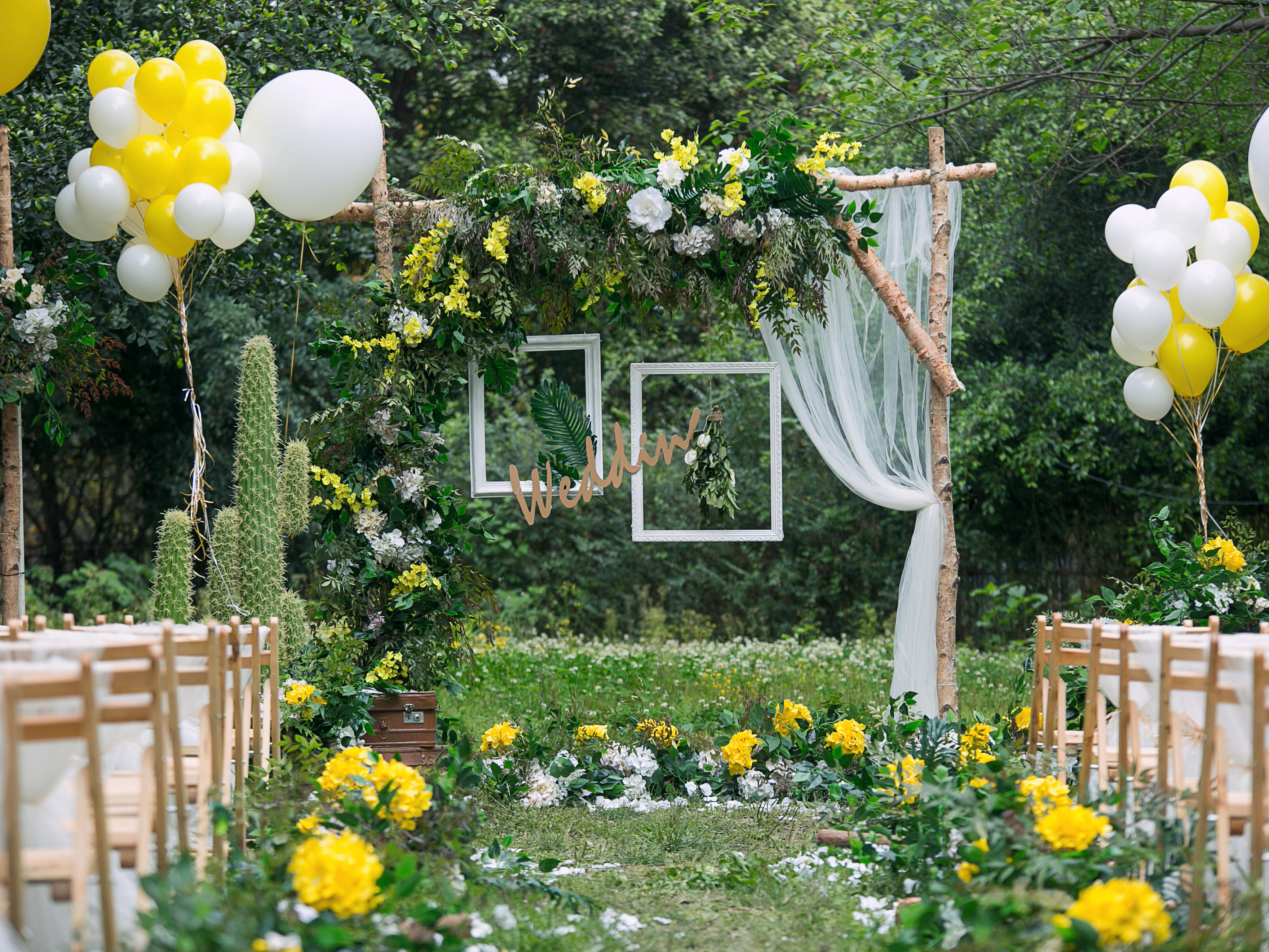 夏日精选柠檬黄小清新主题户外婚礼