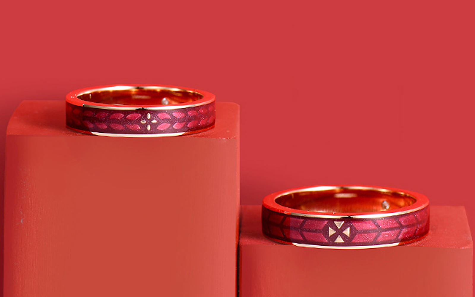 鉆石小鳥【緋紅】琺瑯對戒