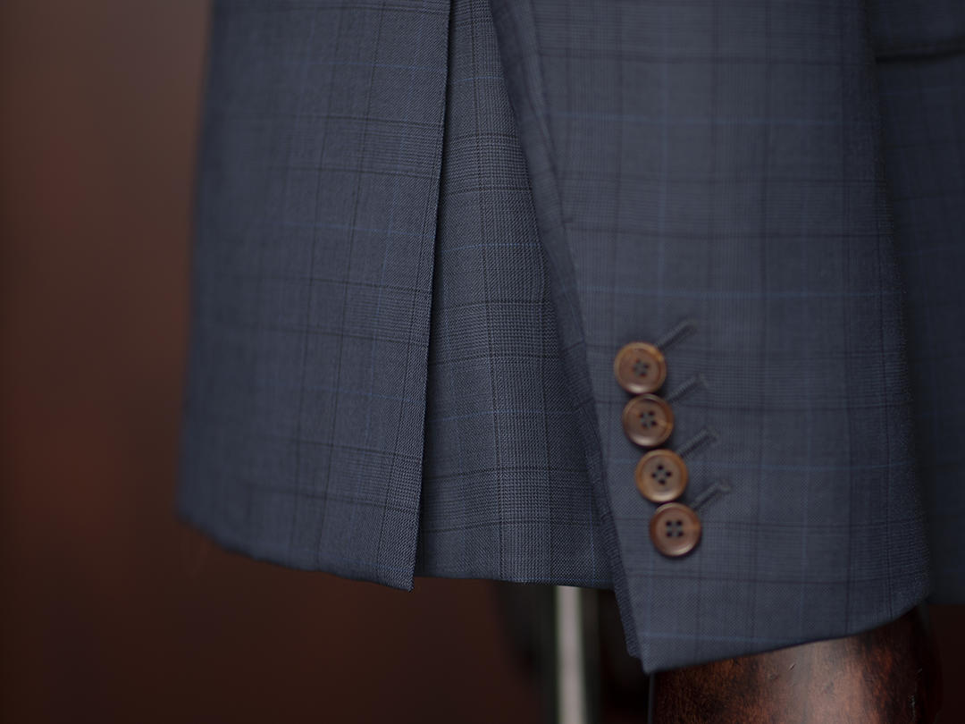 墨蓝色亲王格Super130‘S纯羊毛