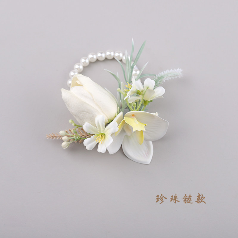 韩式伴娘手腕花新娘新郎结婚胸花高档商务活动仿真花姐妹团手环花
