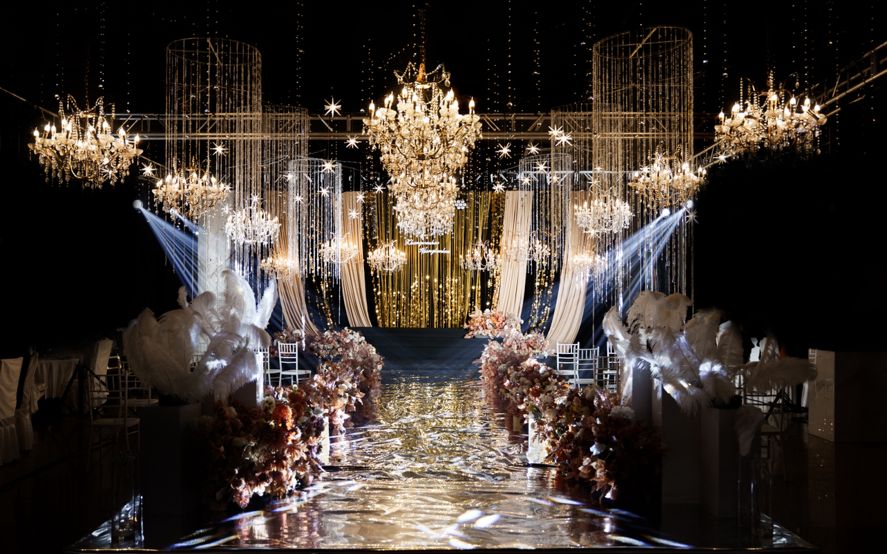 花田禧事—含四大人员—金色线帘氛围感婚礼