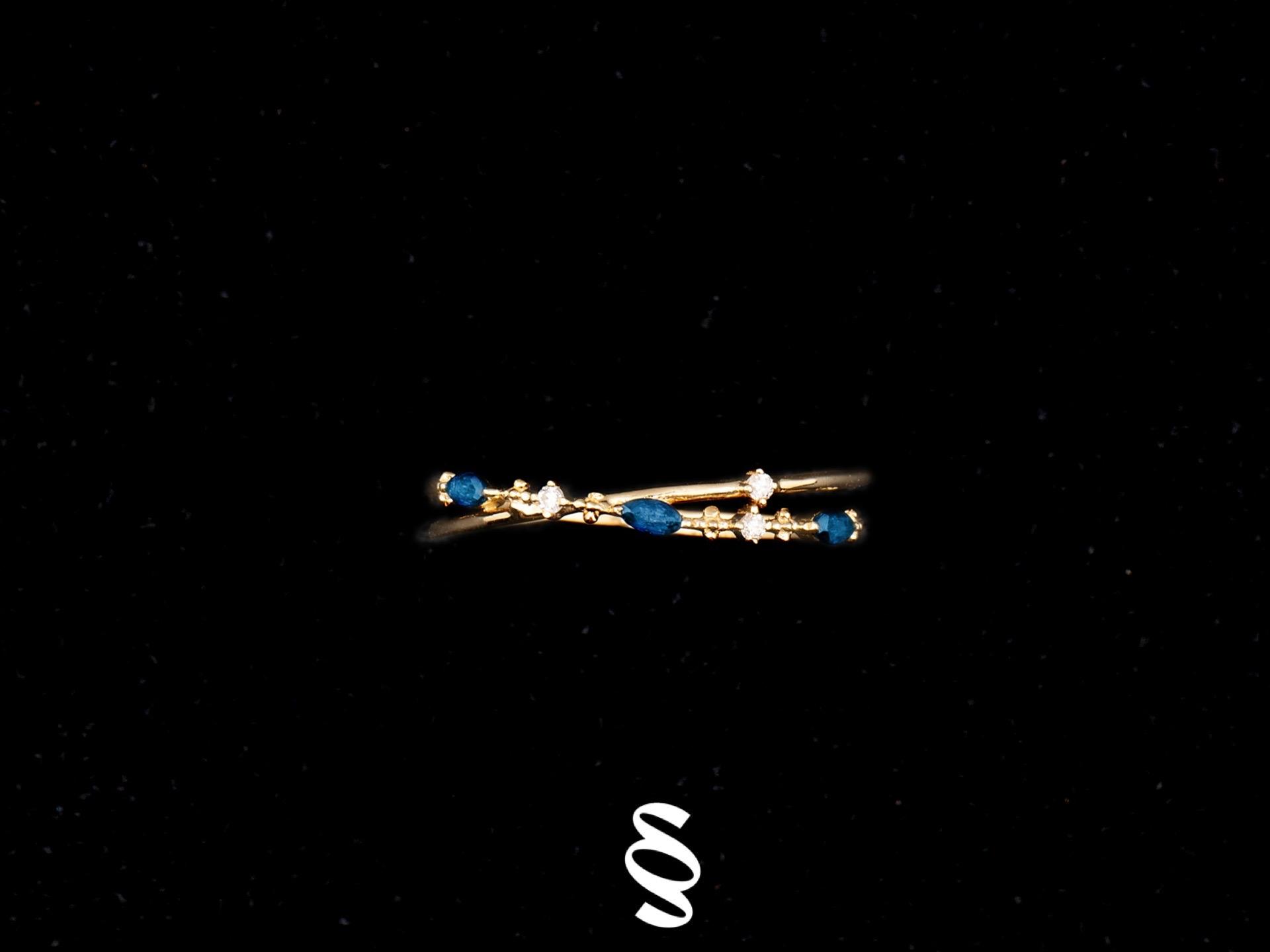 时尚设计生活佩戴类珠宝-红蓝宝石戒