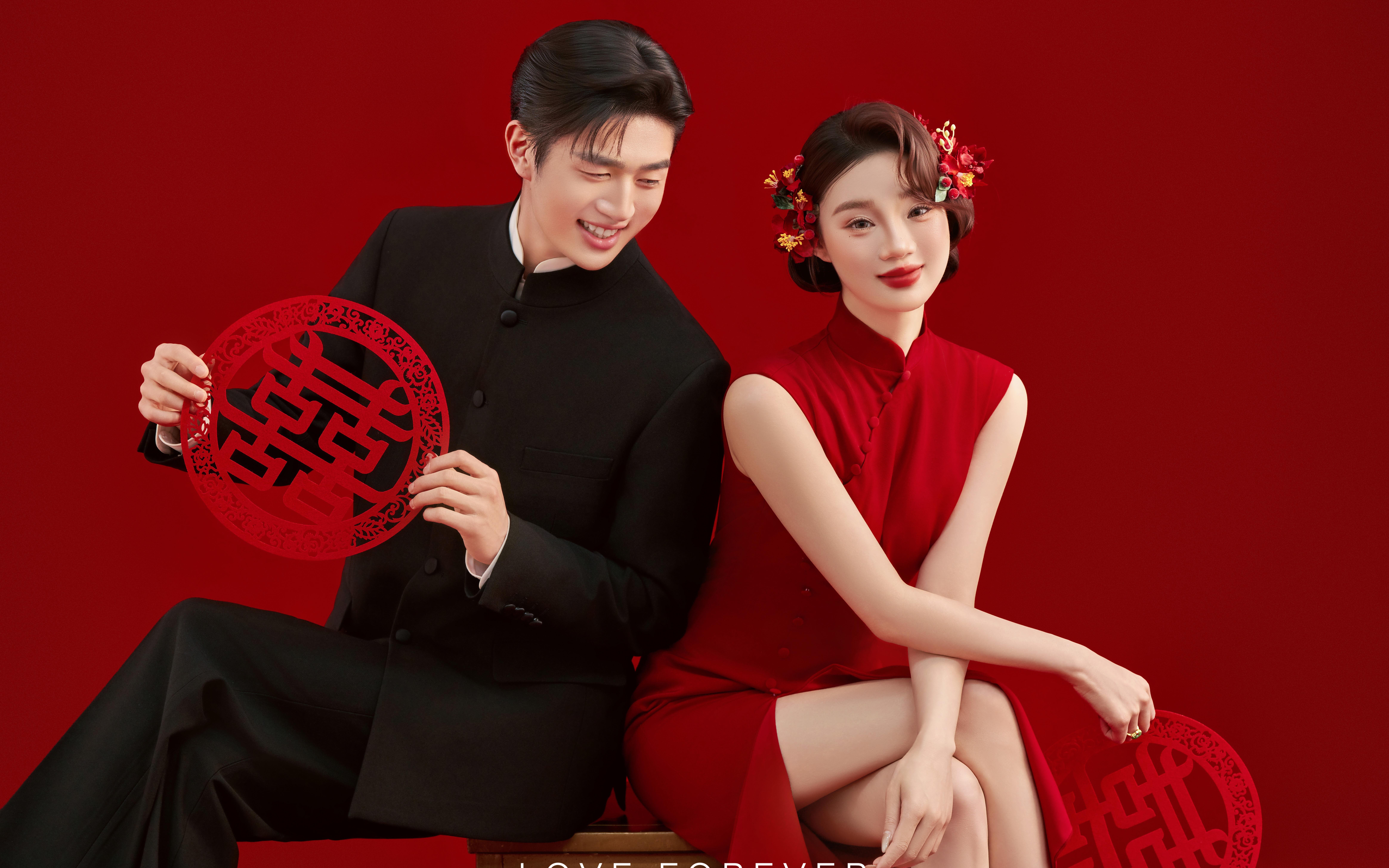 昆明婚紗照內(nèi)景婚紗照中式婚紗照中式囍嫁