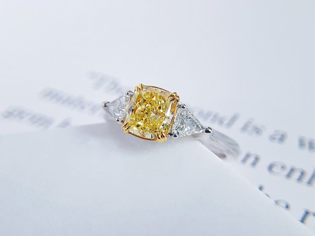 戴慕实体店 三克拉黄钻求婚钻戒 适宜收藏 可传承