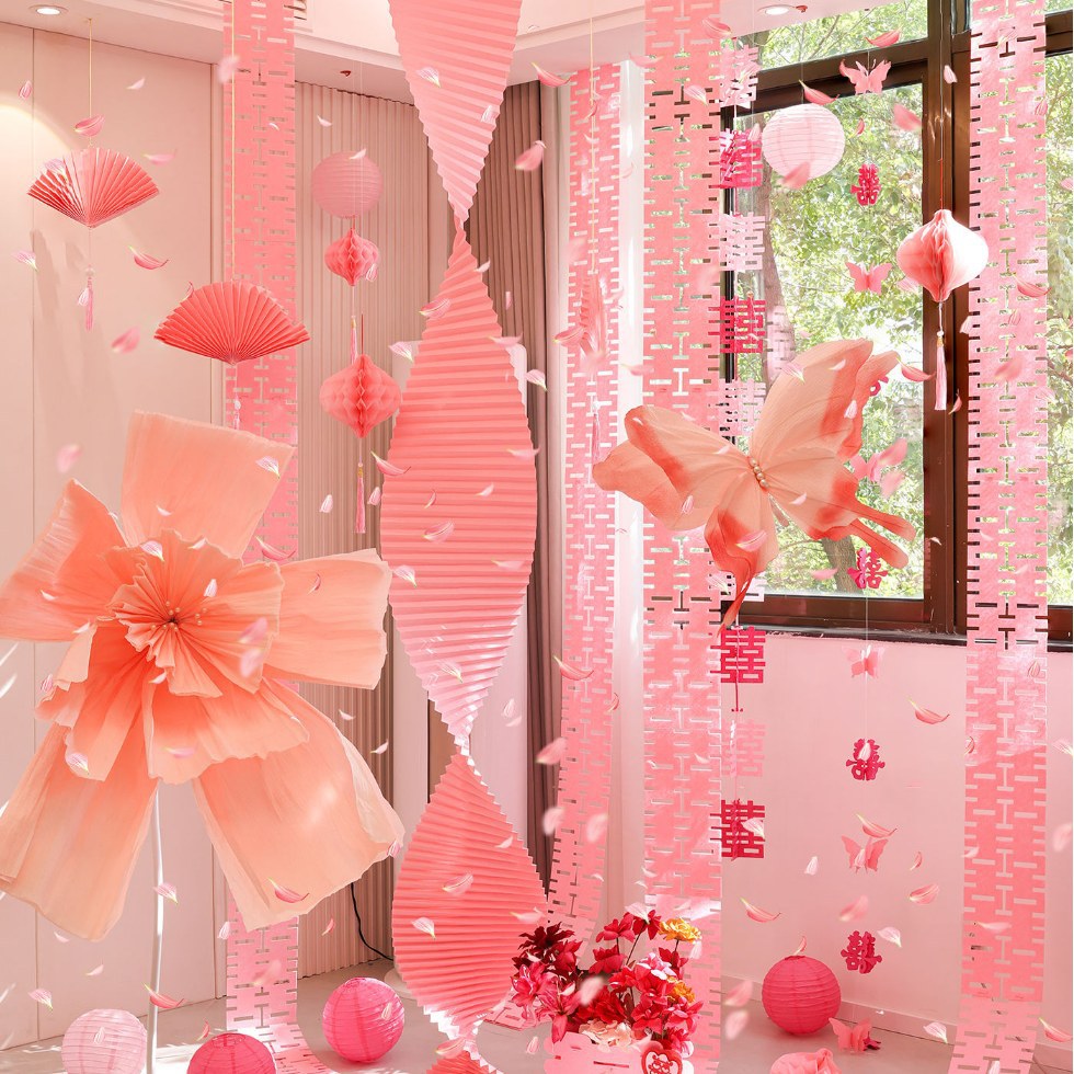 客廳折紙拉花房間全套 小紅書網(wǎng)紅款婚禮裝飾結(jié)婚臥室婚房布置套裝
