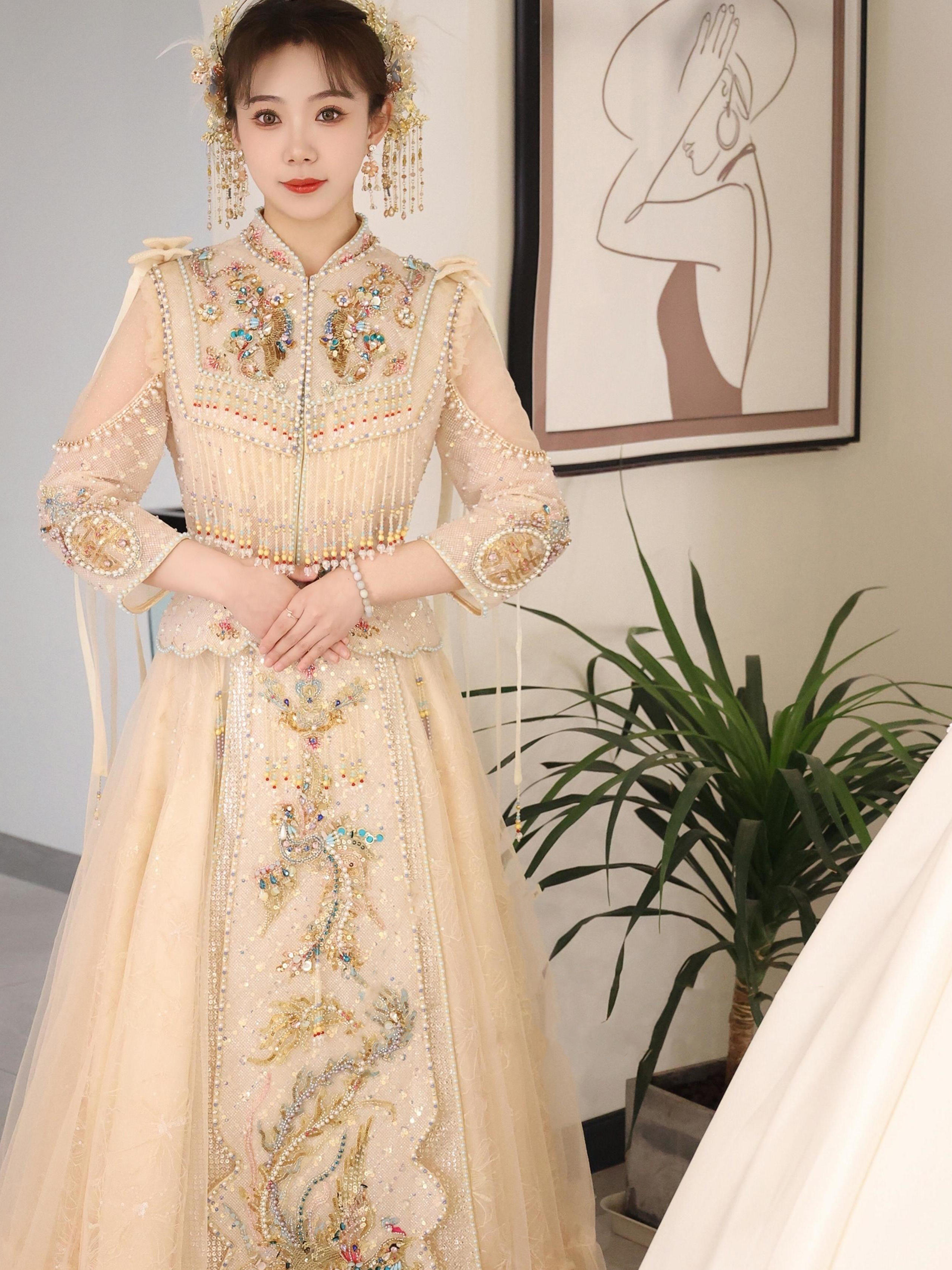 【新款礼服】灵秀婉约香槟色秀禾