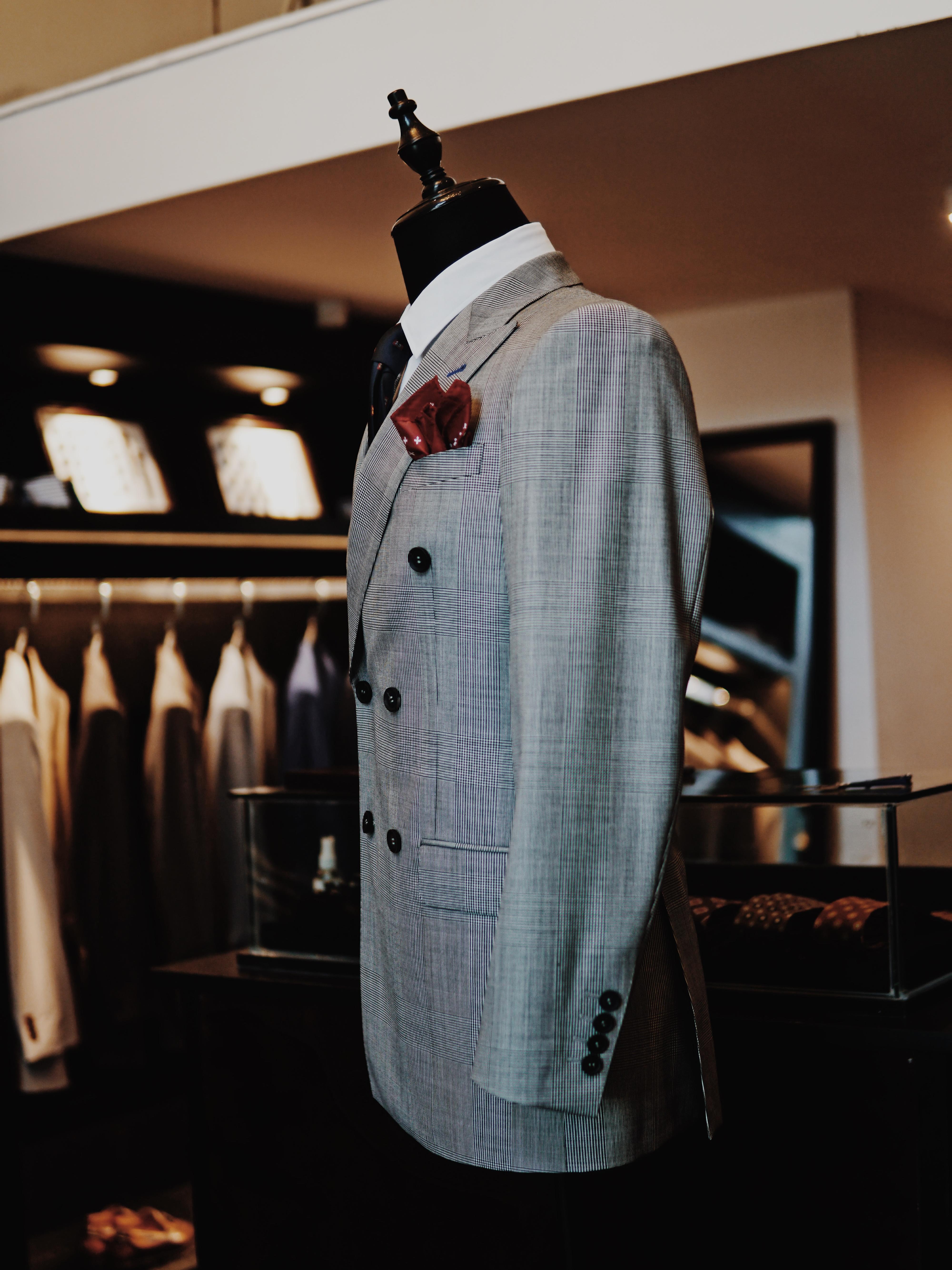 VBC威尔士格纹英式双排扣西装