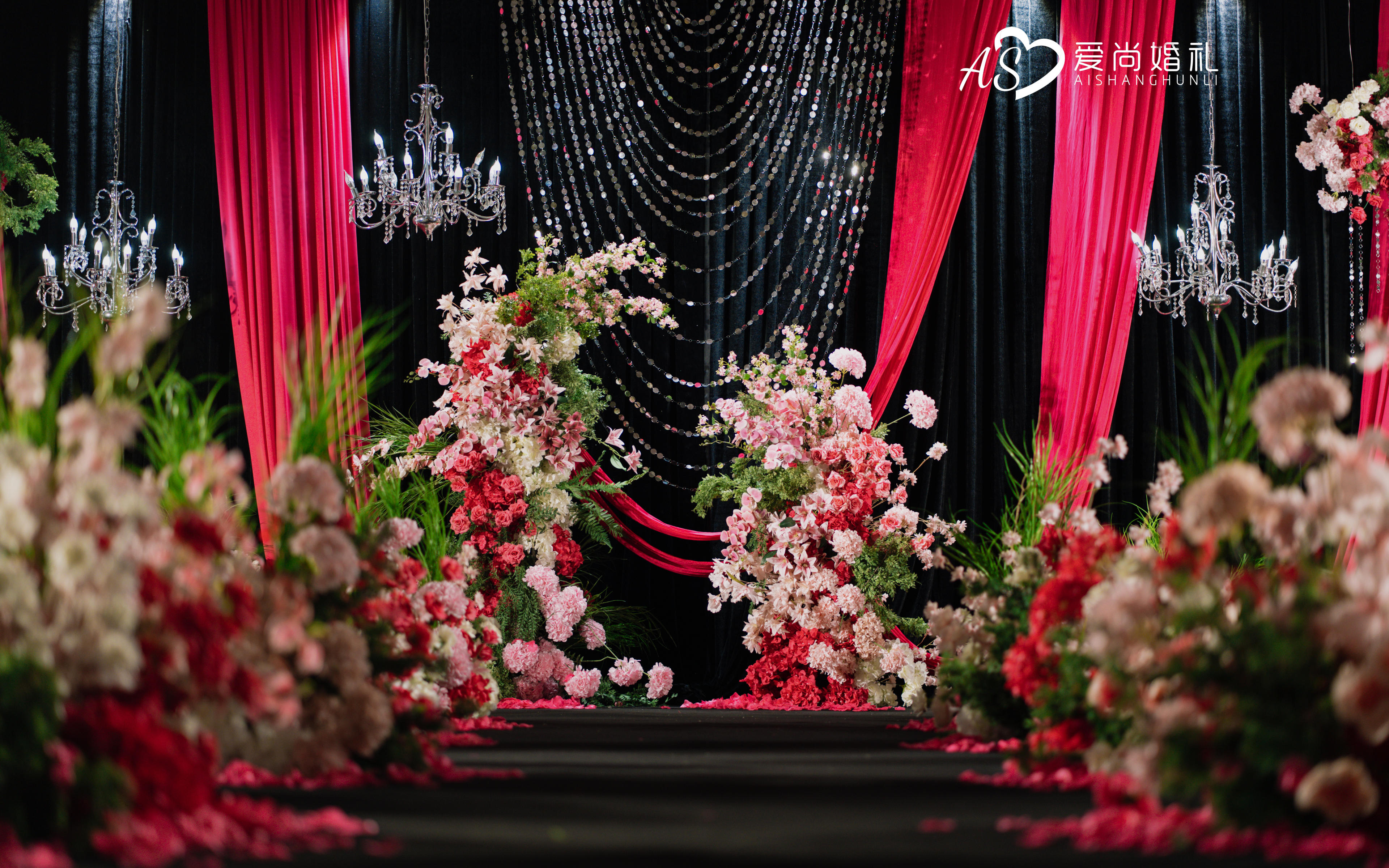 玫紅色禮堂婚禮