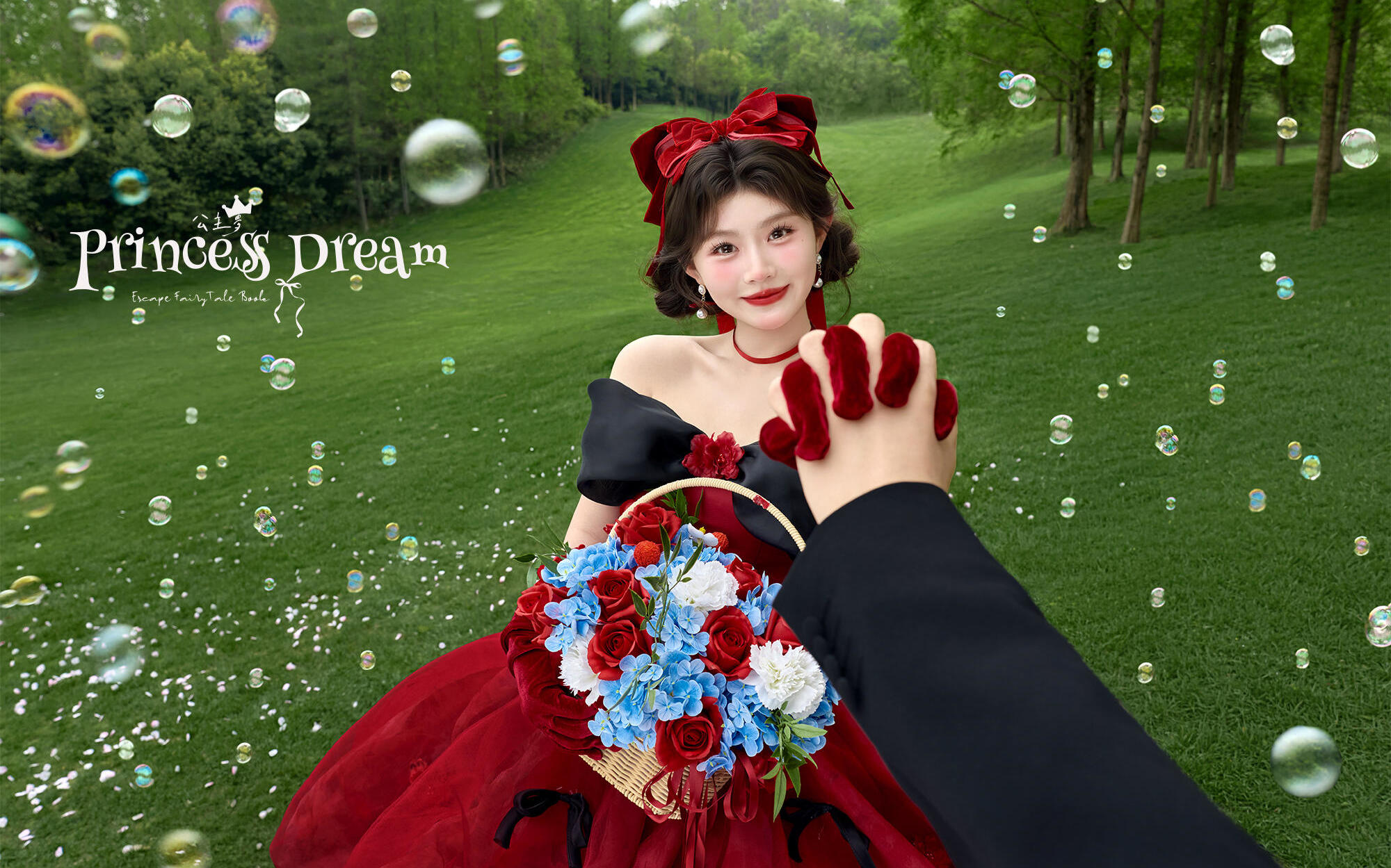 实现童话公主风，甜妹不能错过的草坪婚纱照
