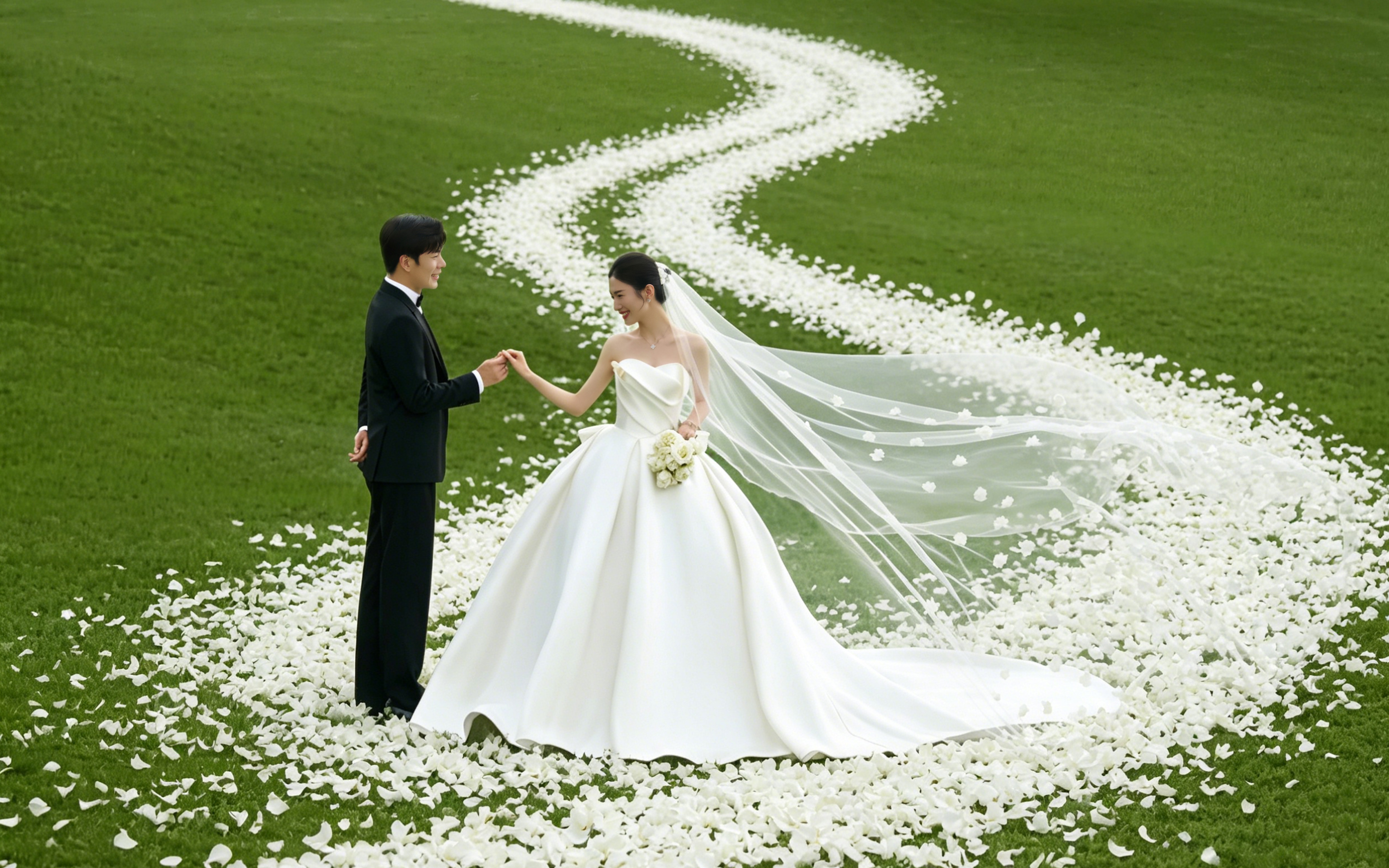 花海漫径，一路生花，邂逅森系浪漫婚纱照