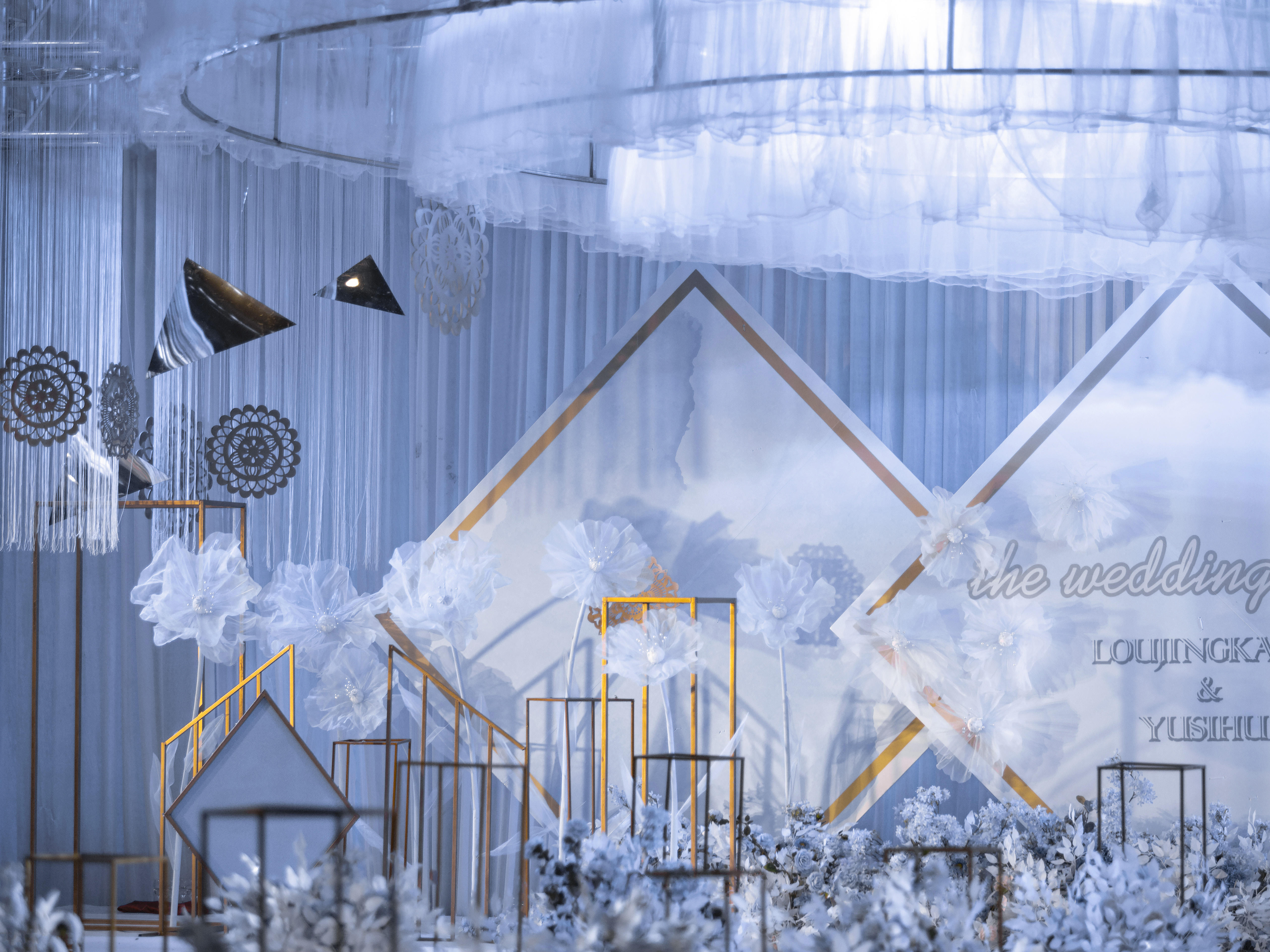 【玖月婚礼】蓝色系清新婚礼布置，赠婚房布置