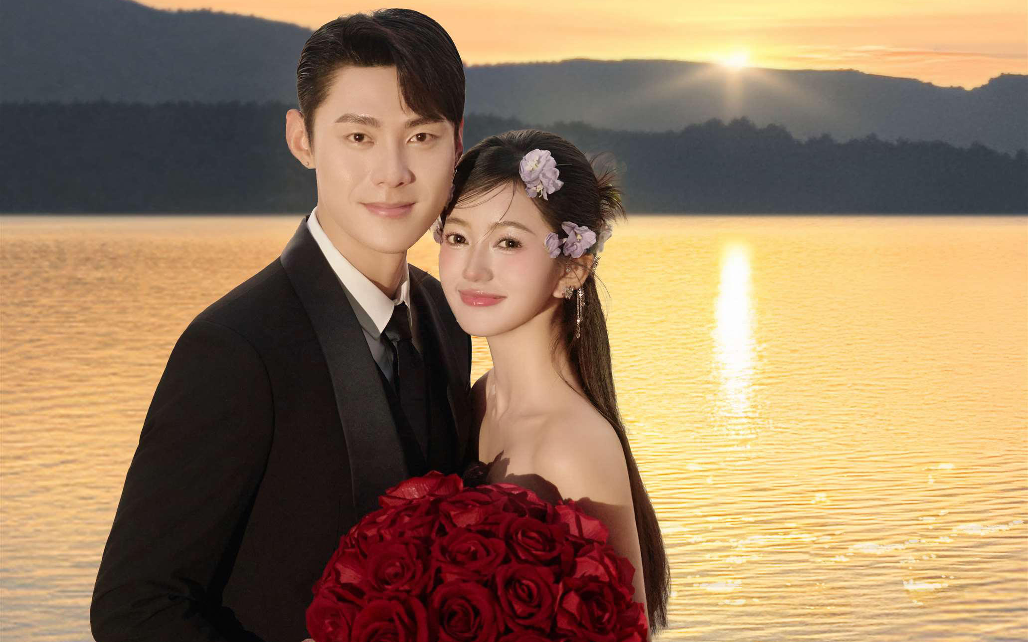 OMG?玫瑰+黑紗夕陽婚紗照?簡直美哭！！