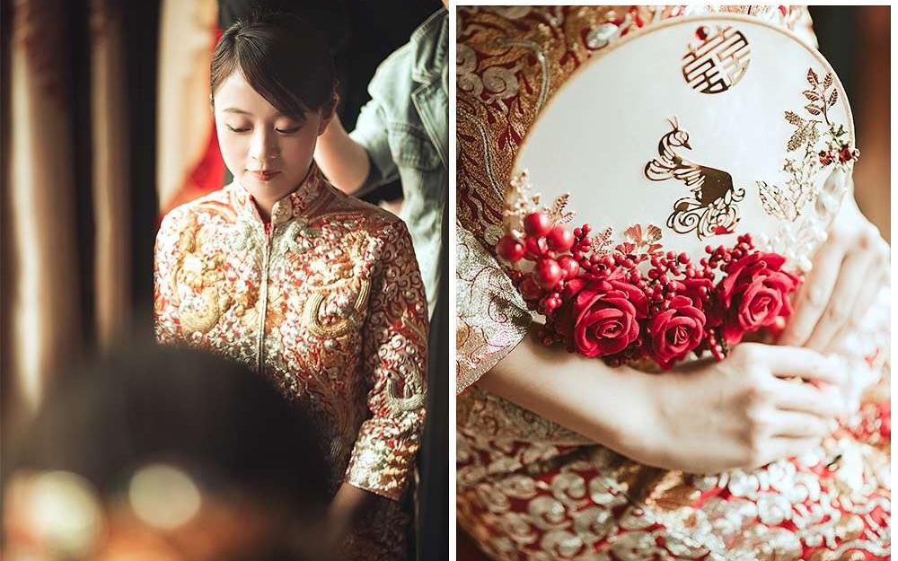 中式手绣龙凤褂－团扇－褂皇