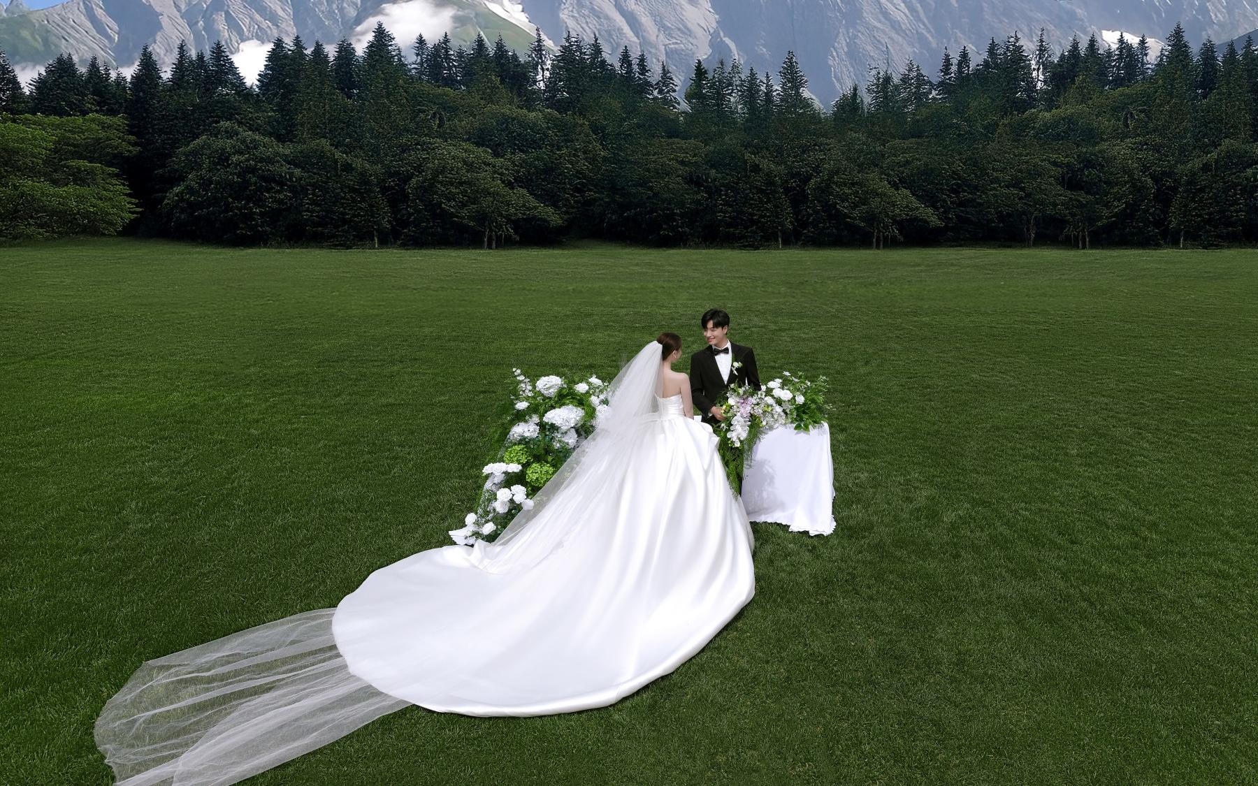 直接说爱‼️这个草坪婚纱照让我无法自拔