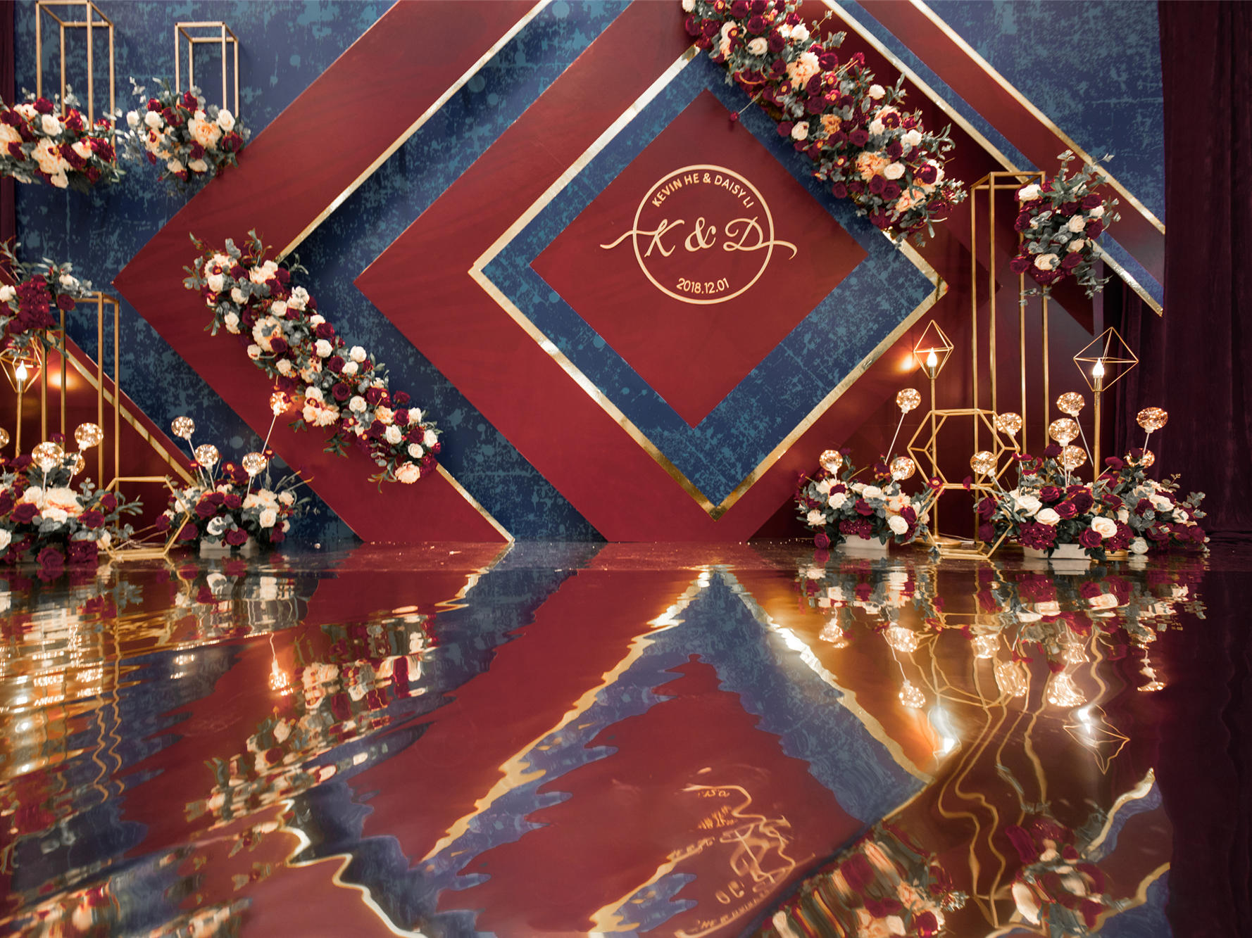 布置+人员+仪式区+灯光+大屏+婚车