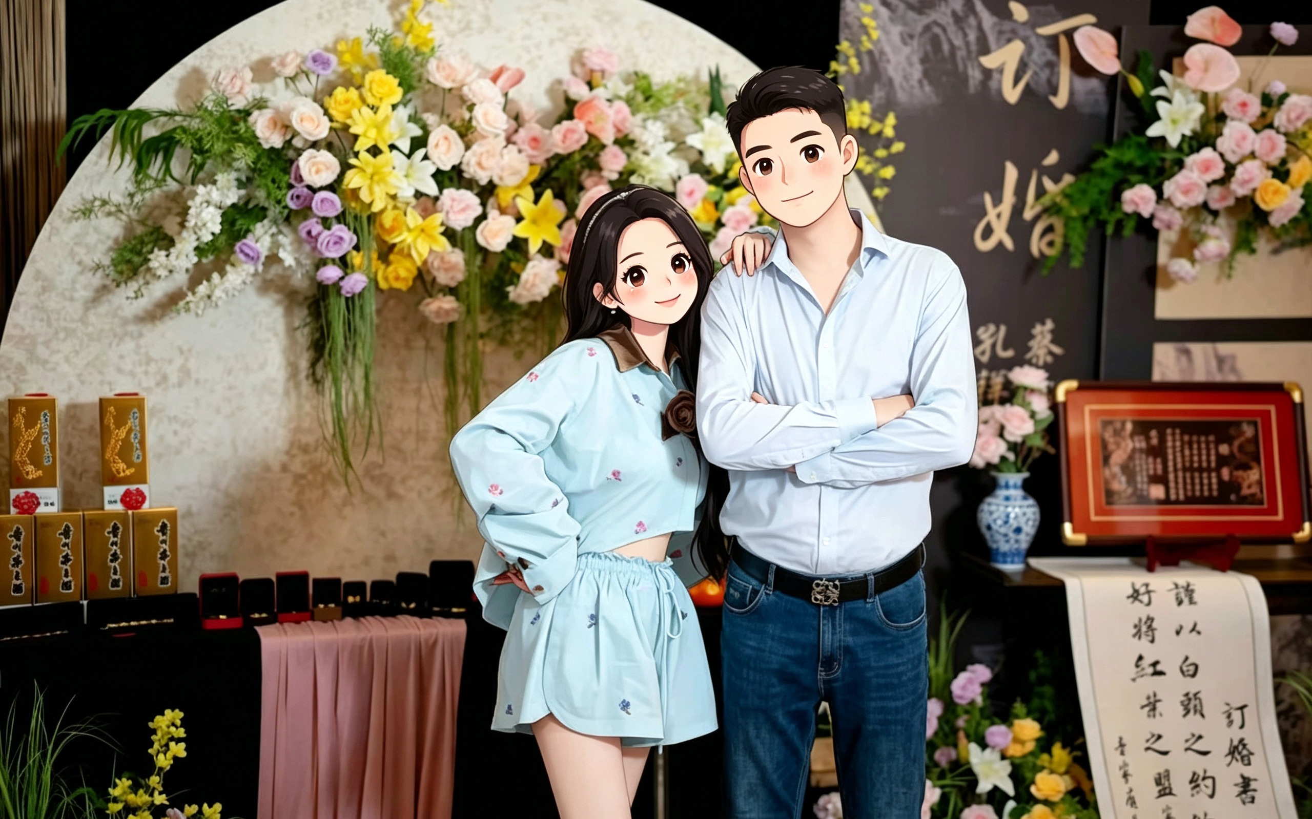国风黑金色系订婚宴