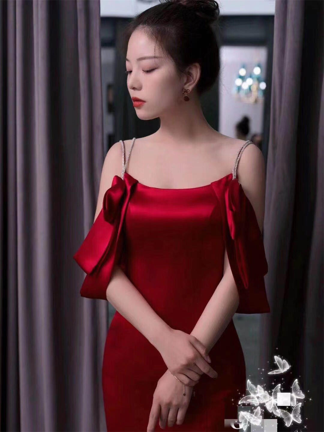 超性感鱼尾露背敬酒服 高个子新娘必选