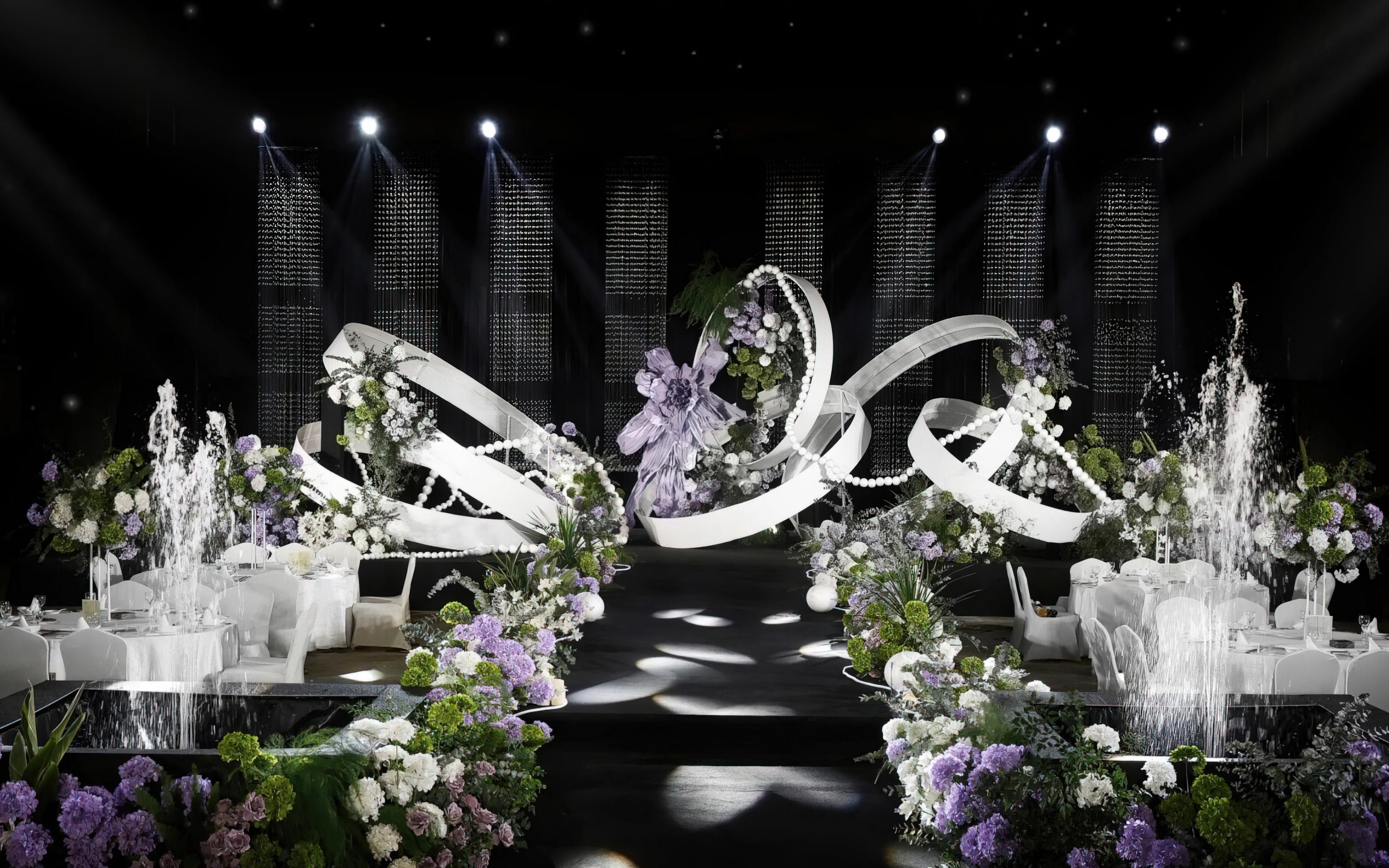 白紫主调的韩式酒店婚礼