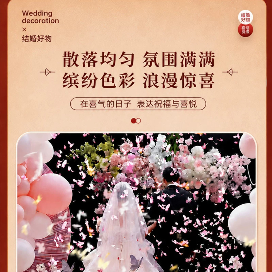 新款结婚氛围金粉蝴蝶礼花筒礼炮