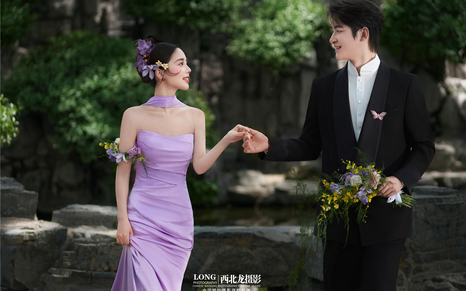 【西北龙摄影】紫色旗袍园林婚纱照