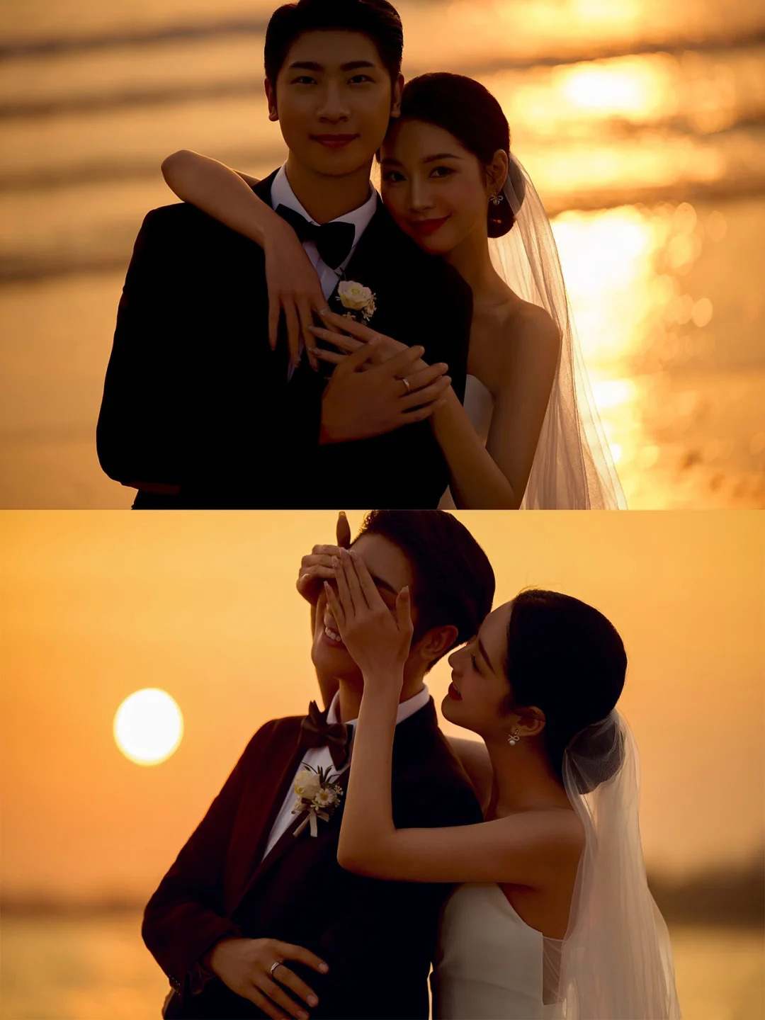 海边夕阳婚纱照