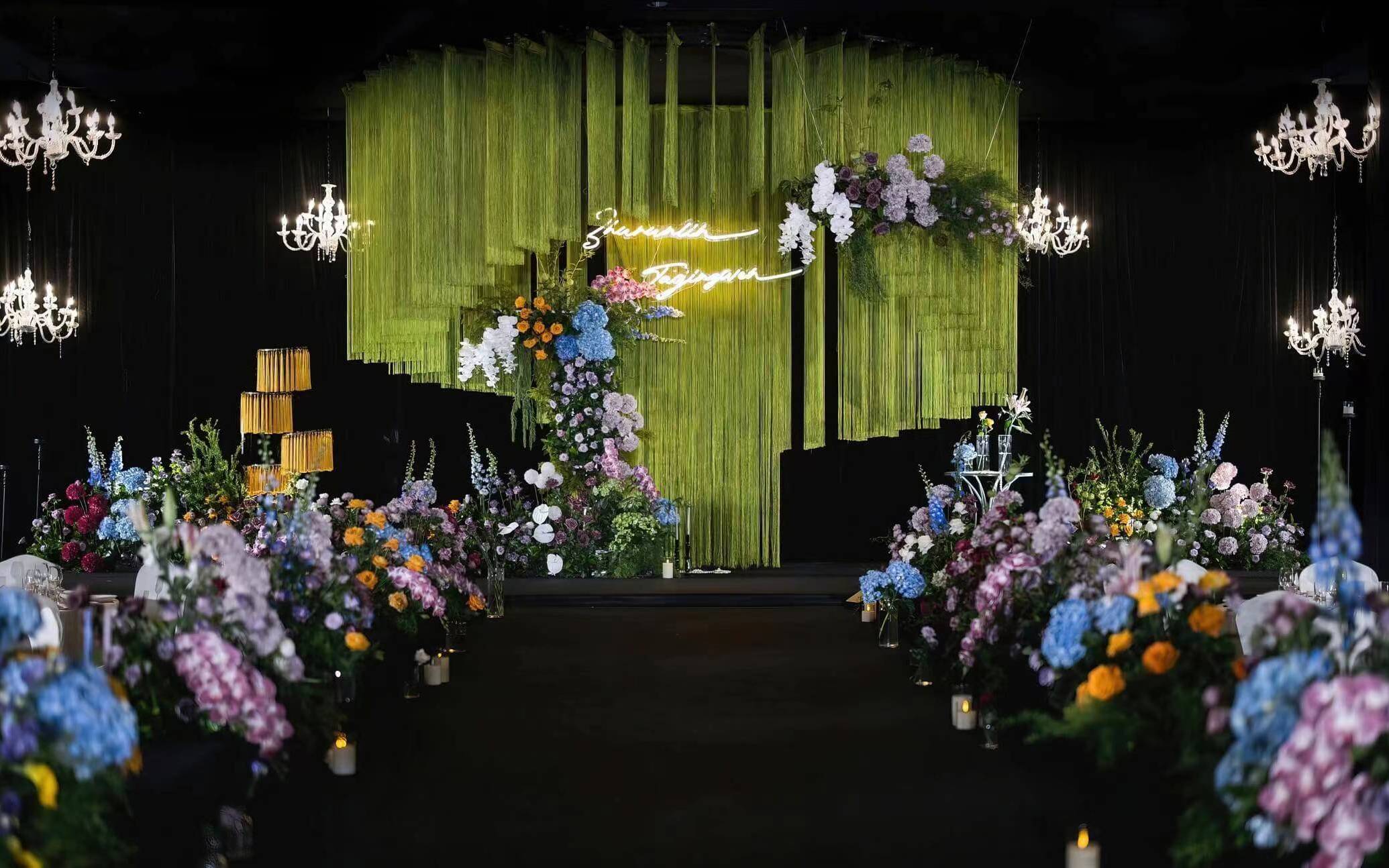 新款小众绿色线帘婚礼