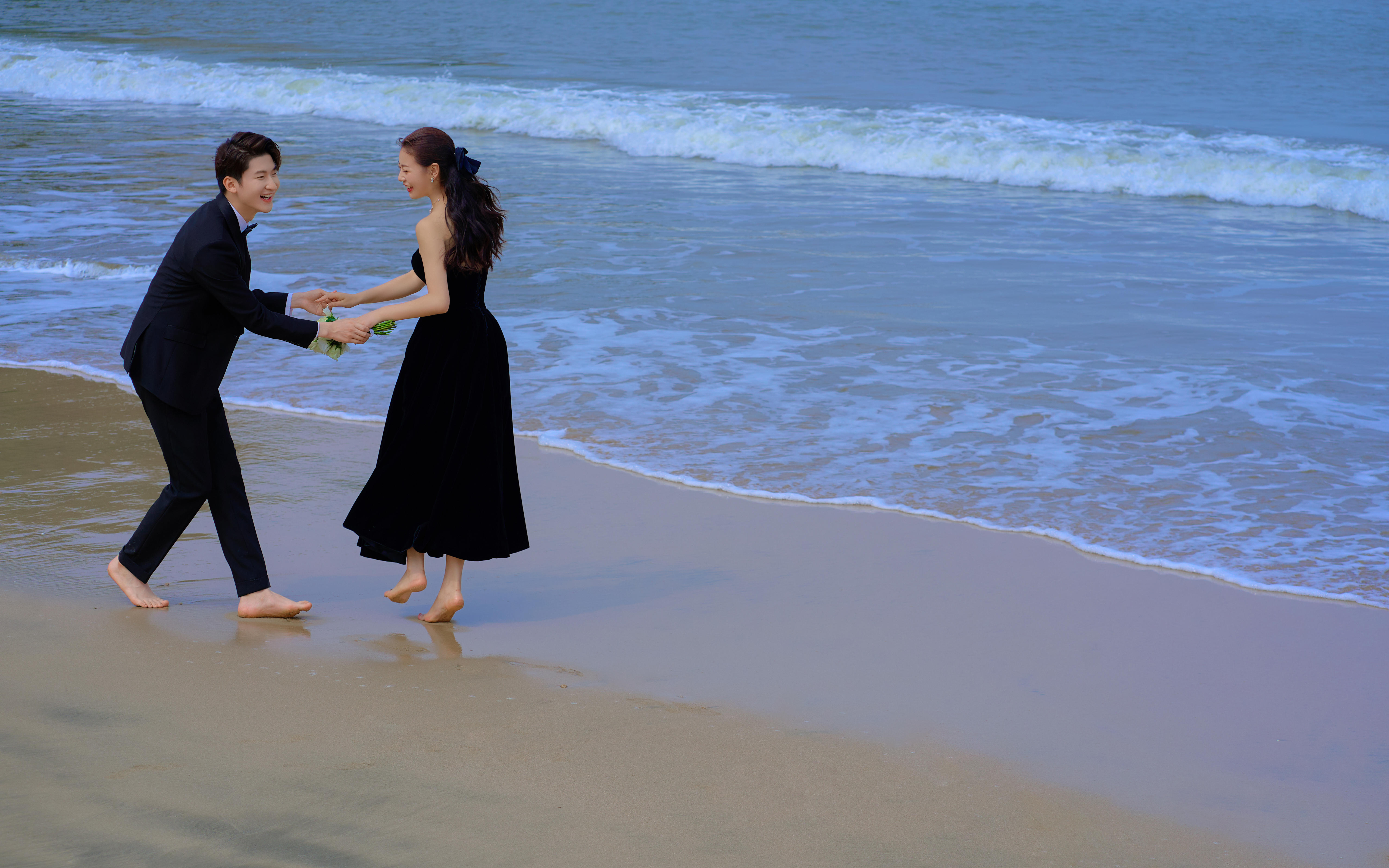 罗门摄影丨海边风情浪漫甜蜜黑纱写真照