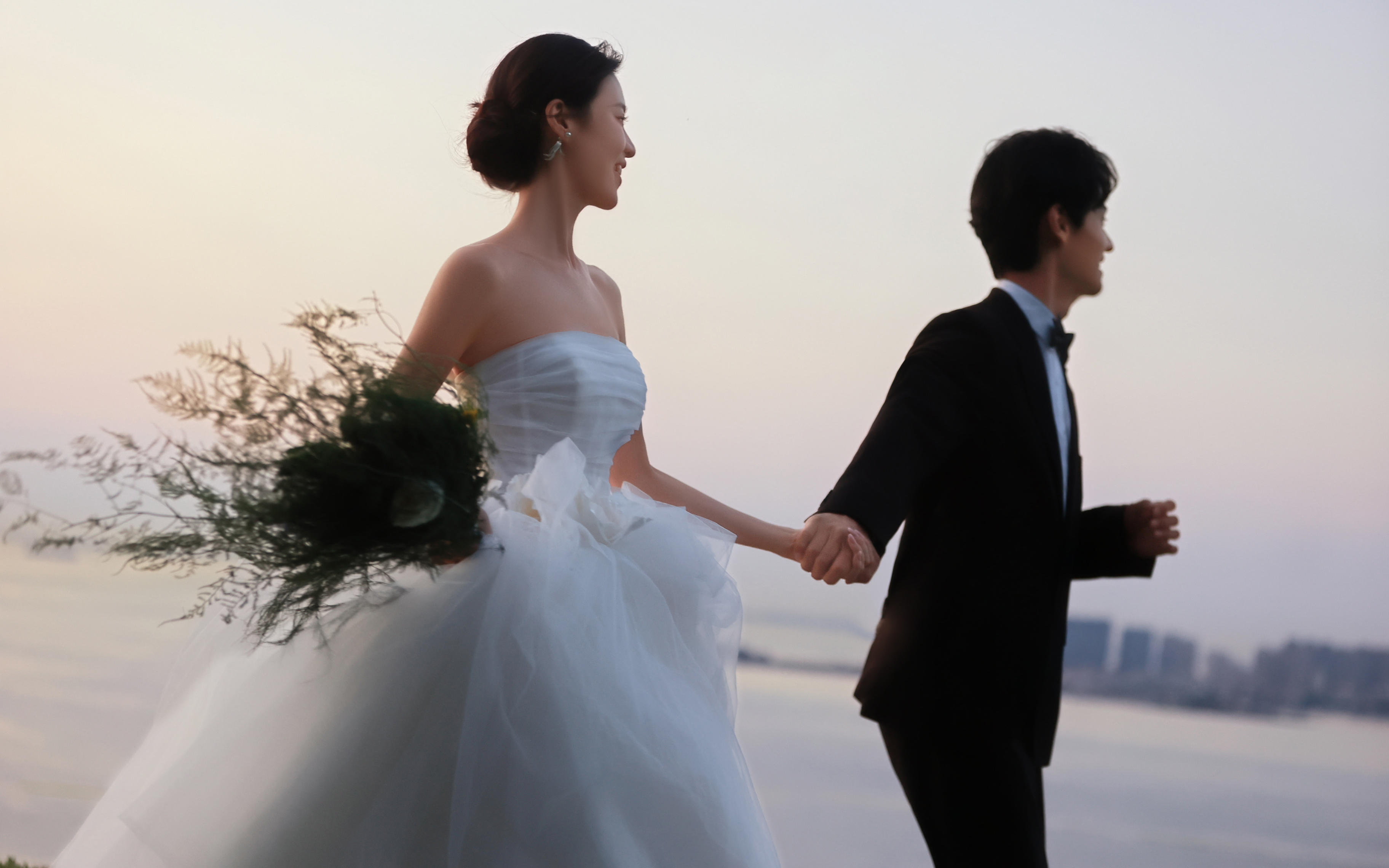 【法式印象】橘子海日落婚纱照黑西装白纱浪漫瞬间