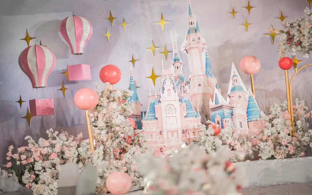 少女心爆棚粉色热气球城堡主题婚礼
