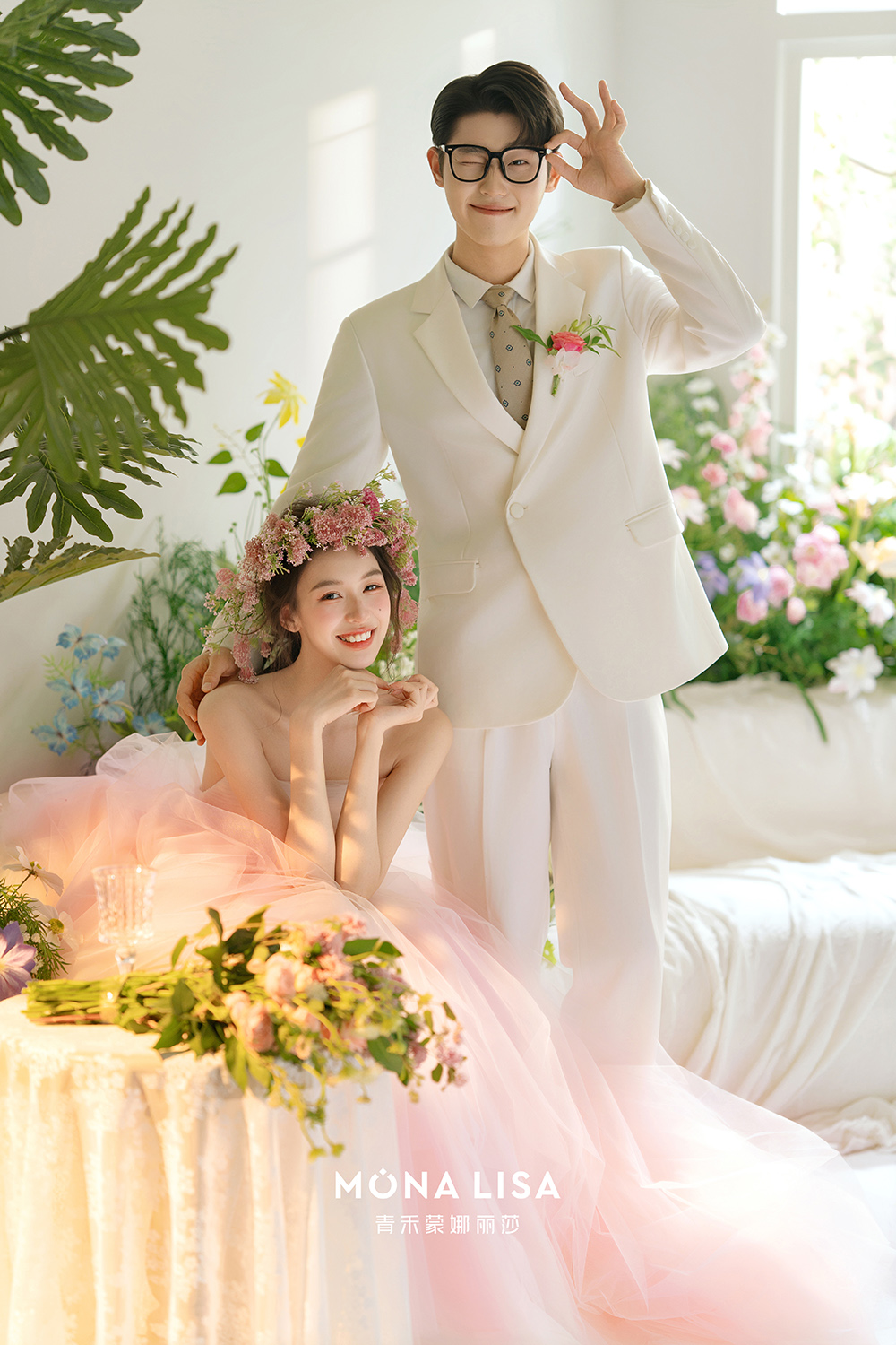 戳中审美💟粉色花房婚纱照🌷氛围感绝了