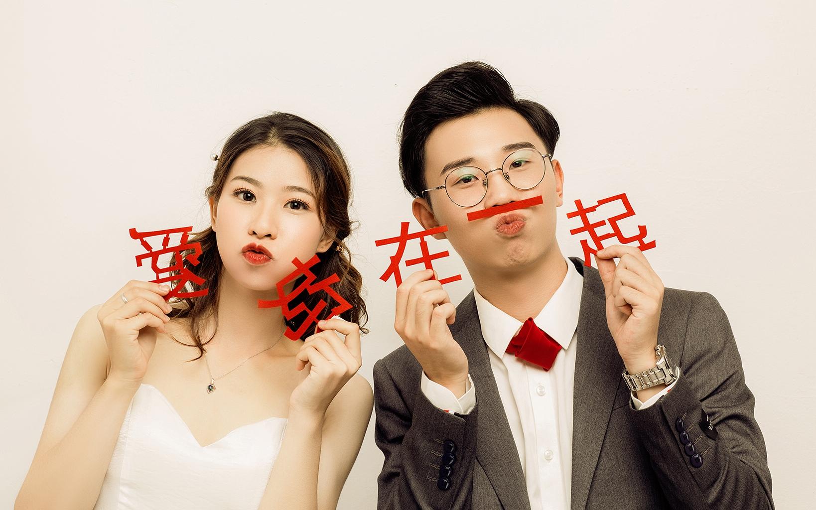 新中式婚纱照创意室内拍摄中山本地拍摄30精修入册