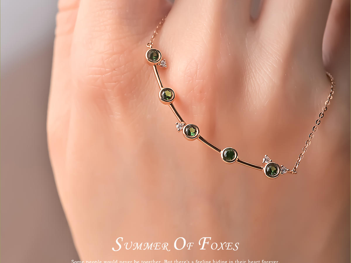 狐狸的夏天「绿缘」18K石榴石金锁骨链|生日礼物