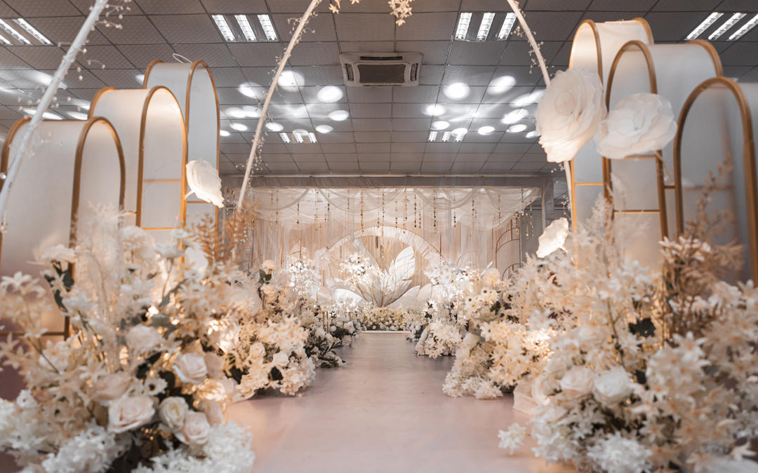 德清钟管礼堂梦幻香槟色婚礼，高性价比婚礼