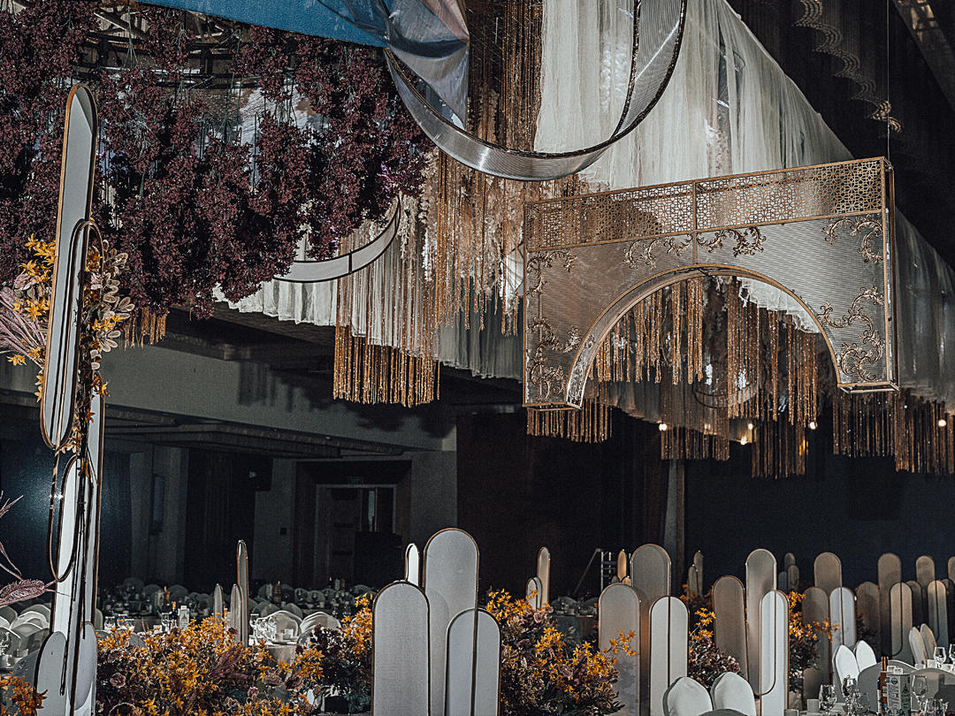 恒美婚礼 铜雀台 蓝橙撞色