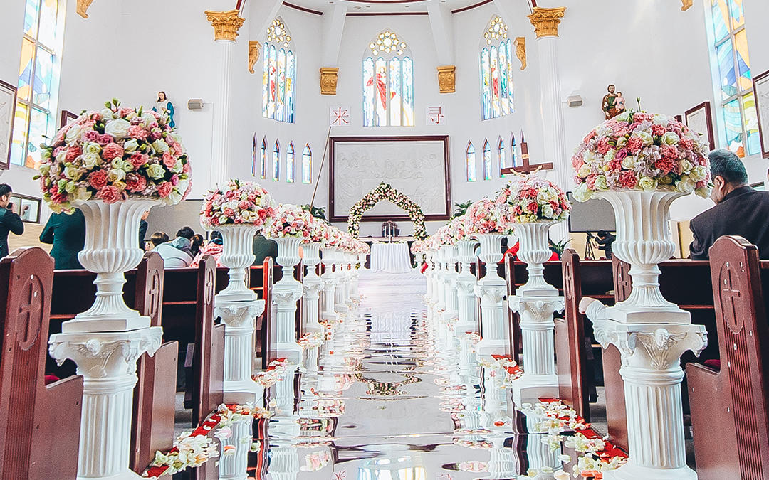 【迦南之约】教堂婚礼——白粉罗马柱
