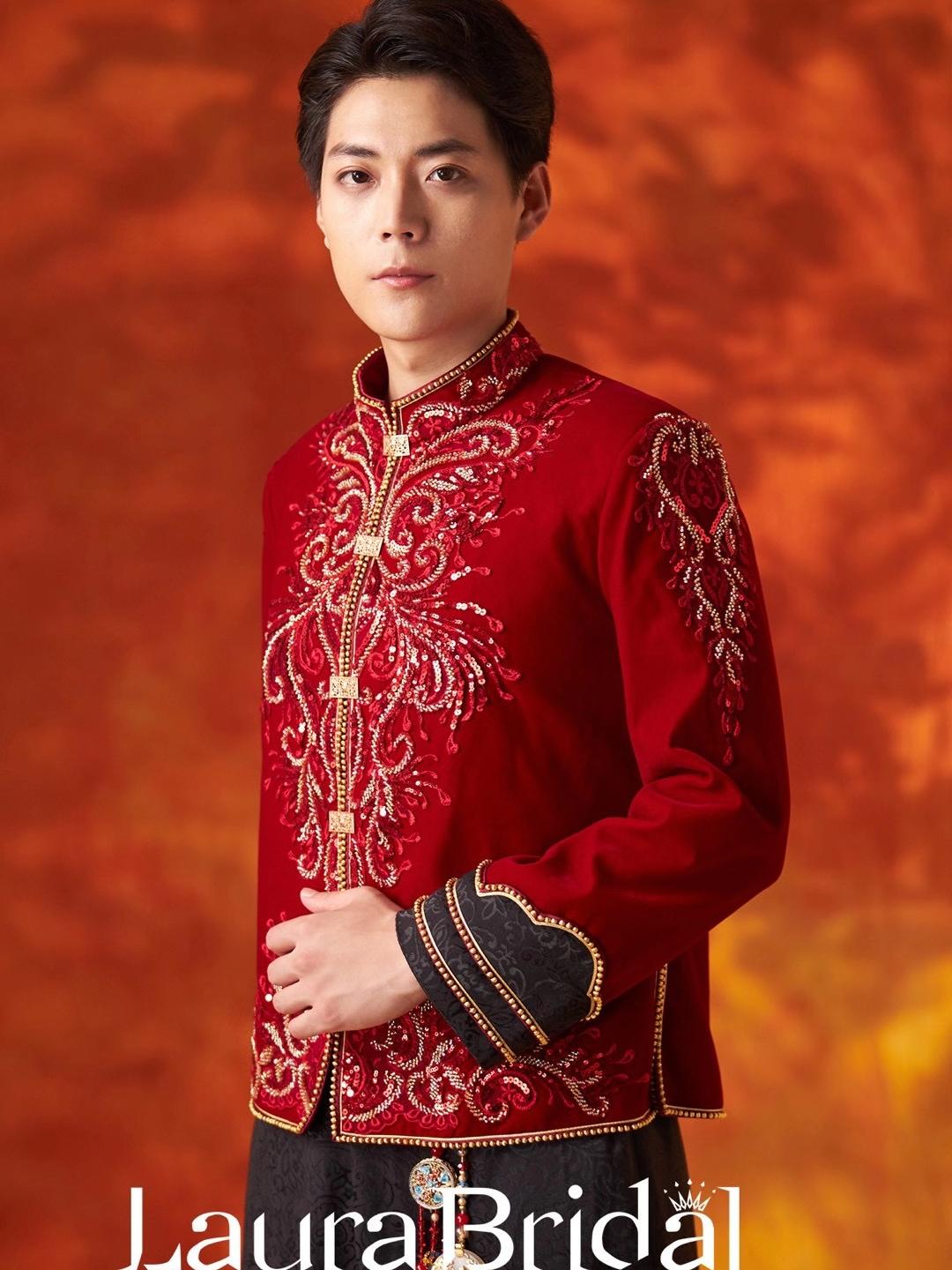 【红丝绒】男士红丝绒中式高定单品