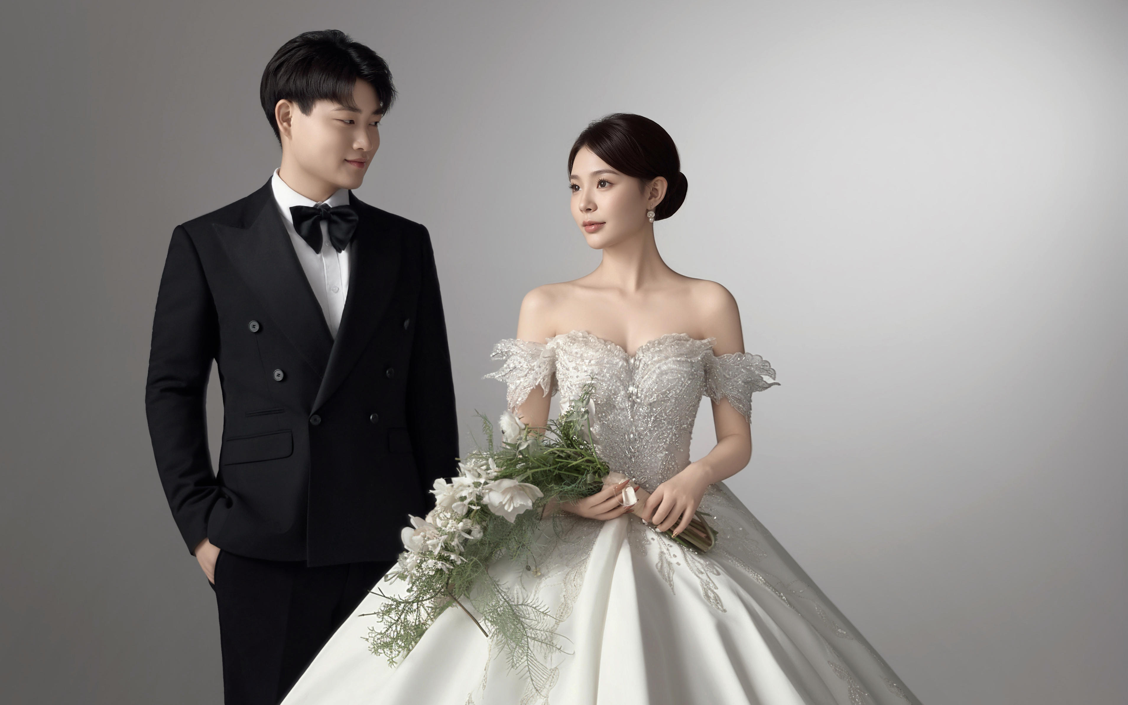 客片分享 | 仪式感十足的室内极简婚纱照