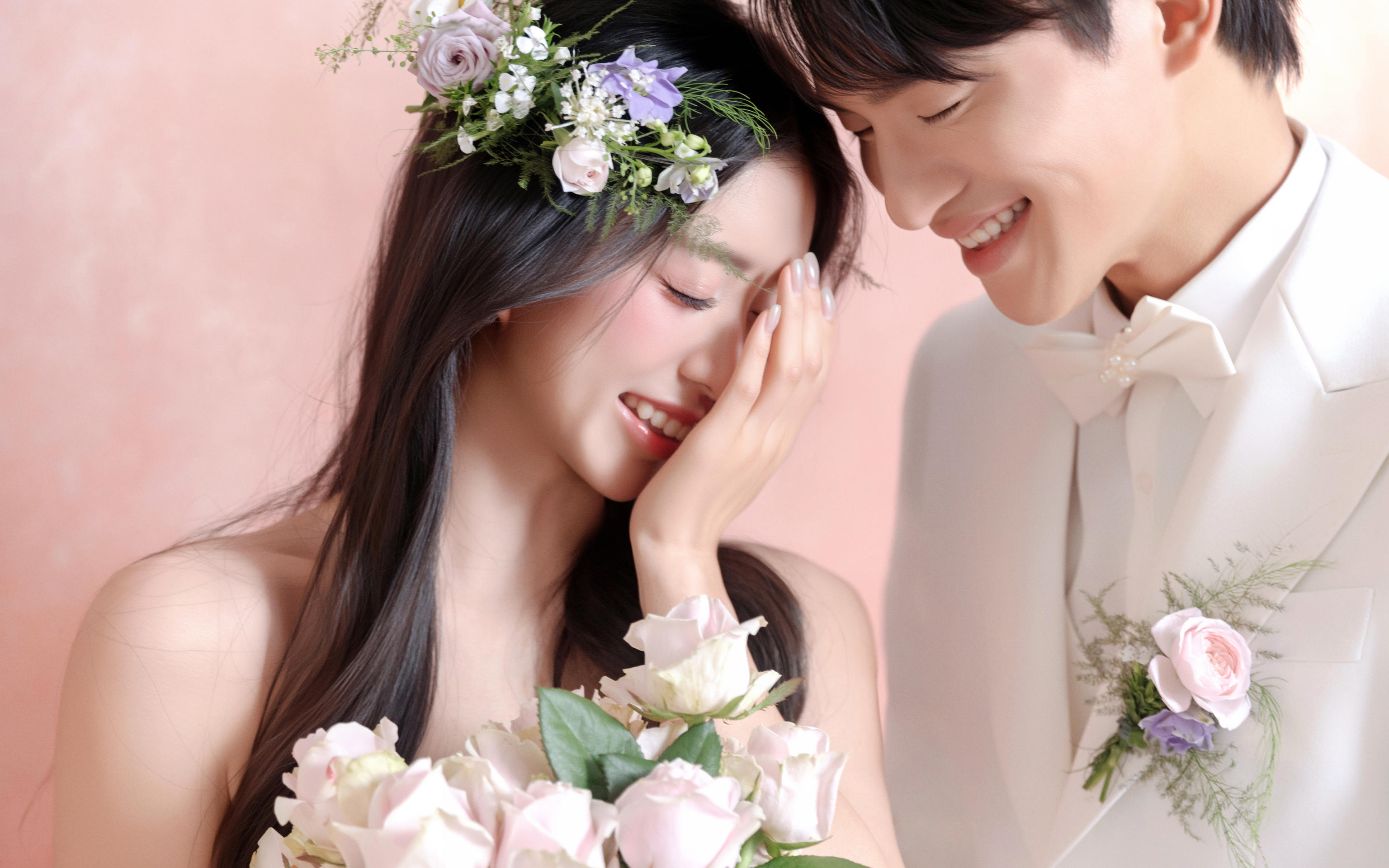 甜妹本命~被粉色油畫婚紗照美暈