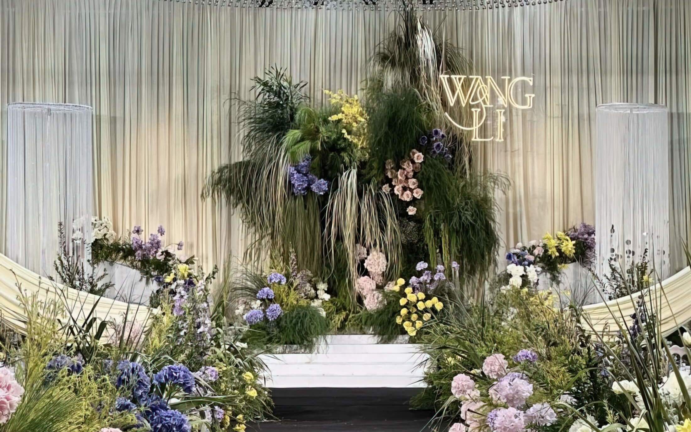 『初见婚礼定制』香槟绿韩式野生自然系布幔婚礼