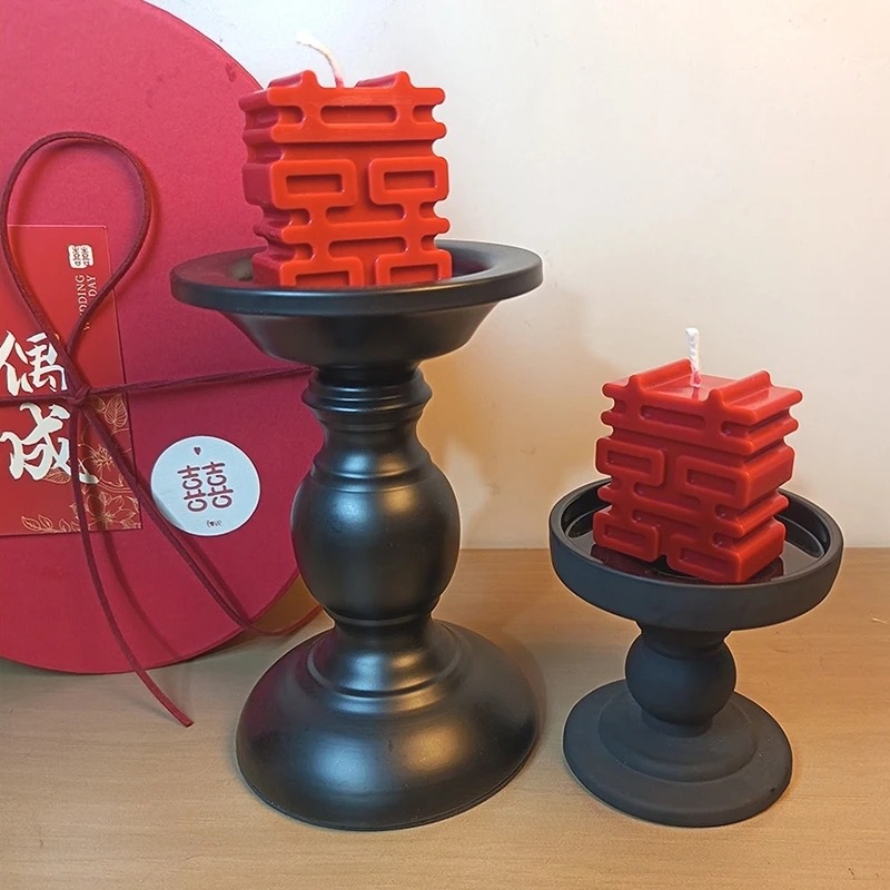 婚慶喜蠟燭復(fù)古羅馬柱燭臺(tái)婚禮氛圍裝飾擺件