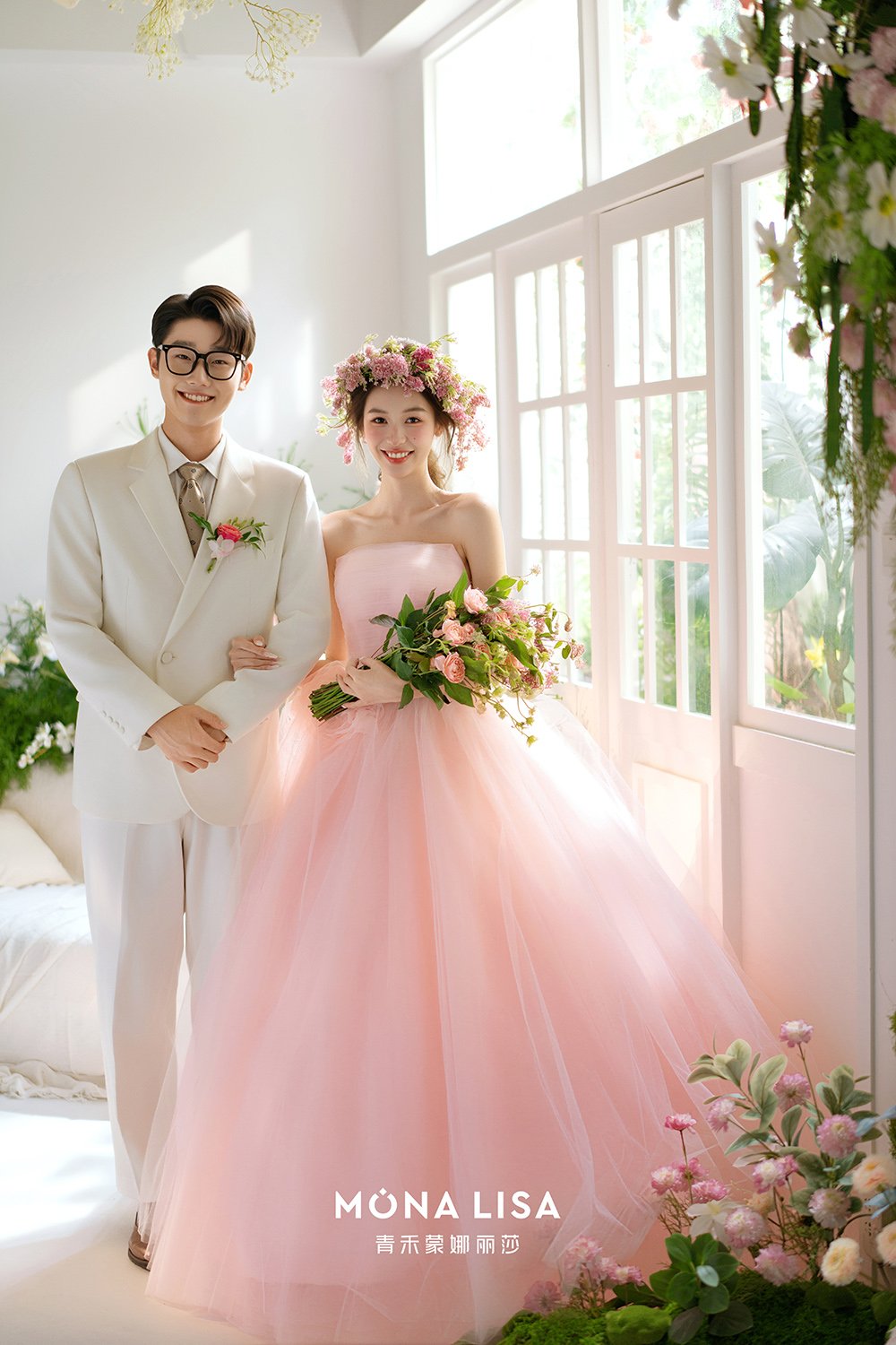 戳中审美💟粉色花房婚纱照🌷氛围感绝了
