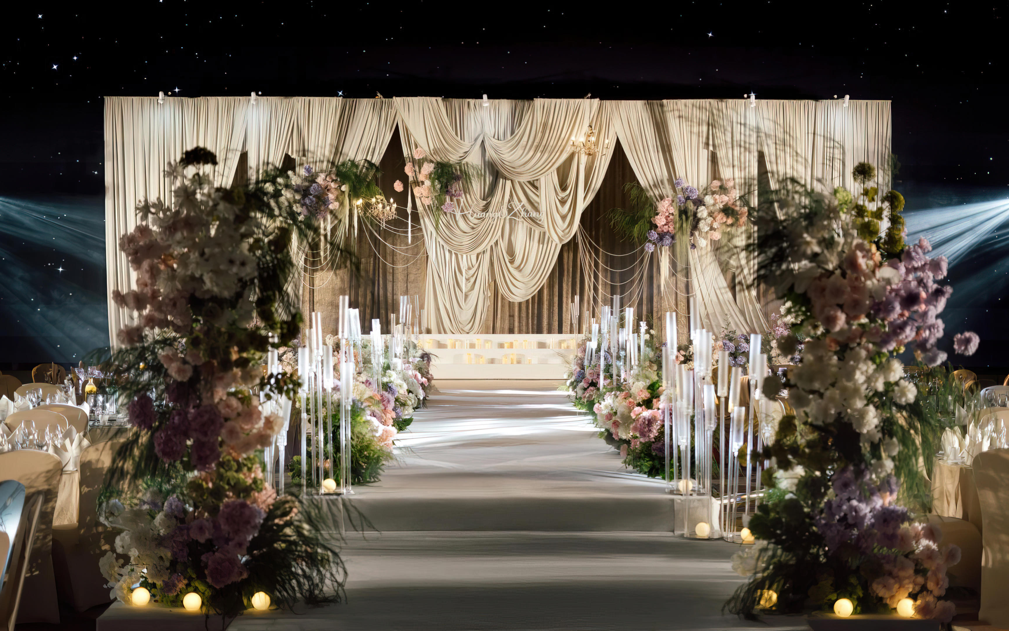 法式复古 | 奶白帷幔婚礼仪式区