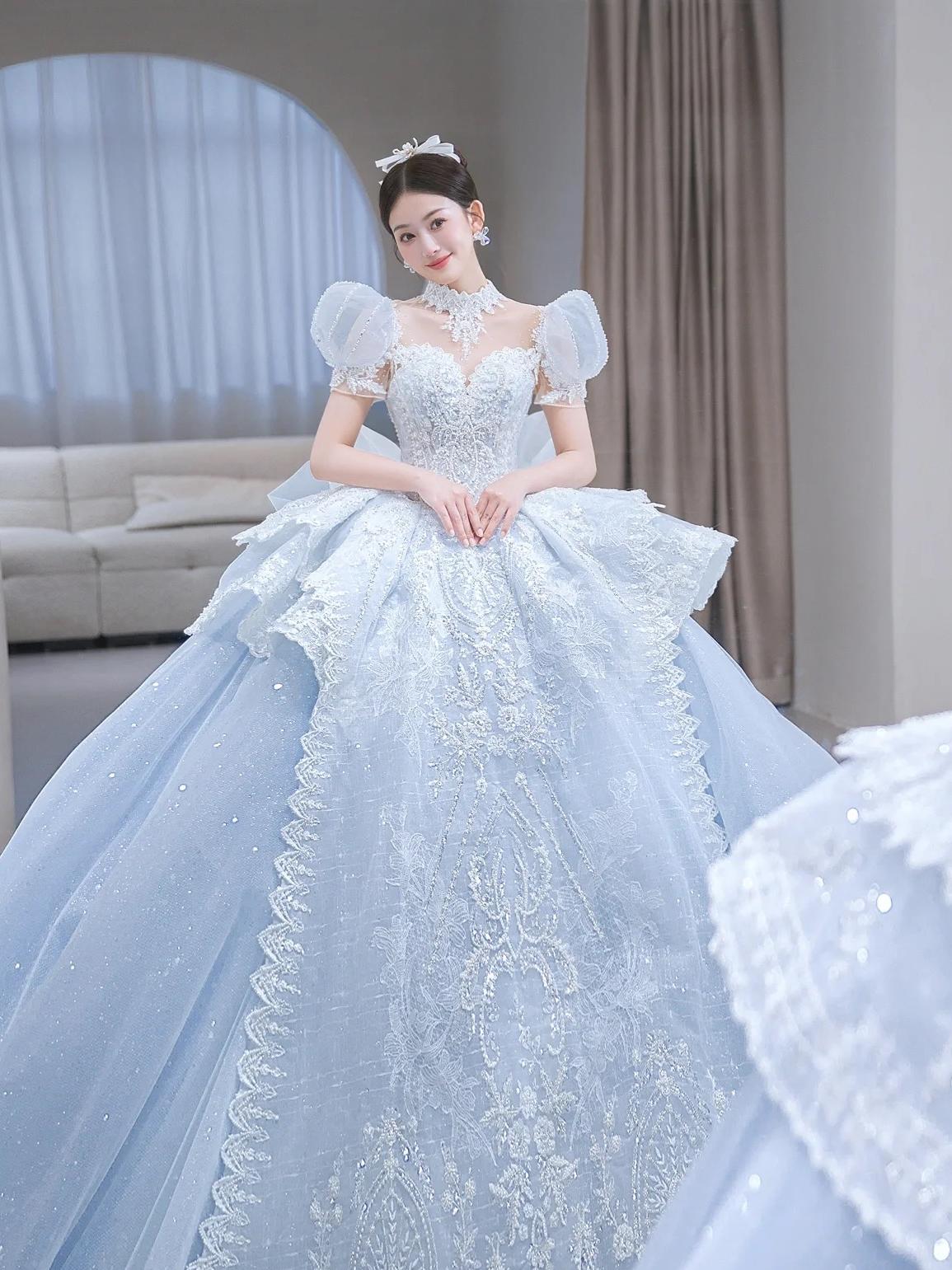 治愈系蓝色婚纱