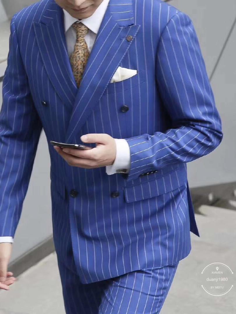 宽条纹西服婚礼定制